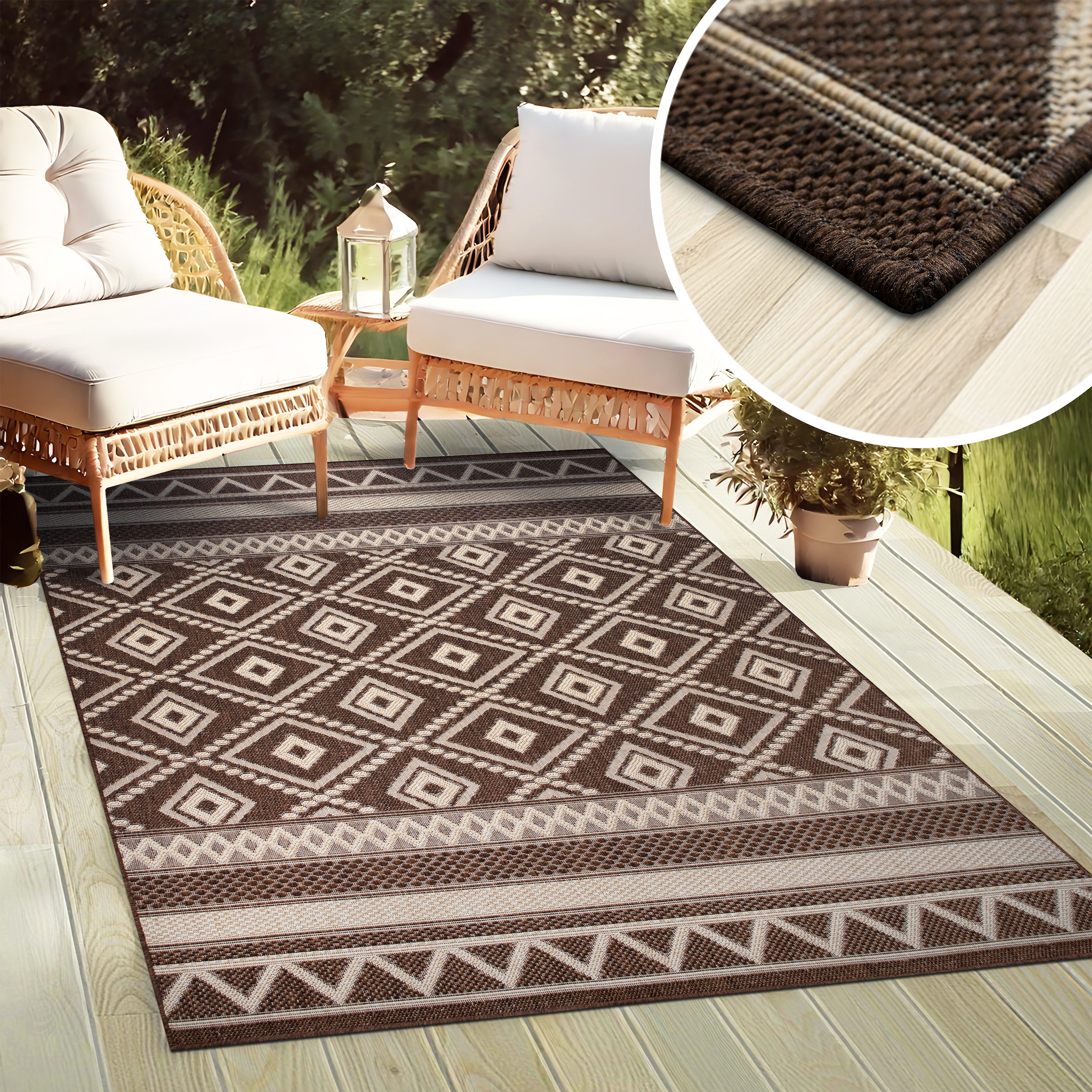 my home Teppich »Toronto auch als Läufer erhältlich«, rechteckig, 3 mm Höhe, In- und Outdoor geeignet, Sisal-Optik, Wetterfest & UV-beständig, Boho