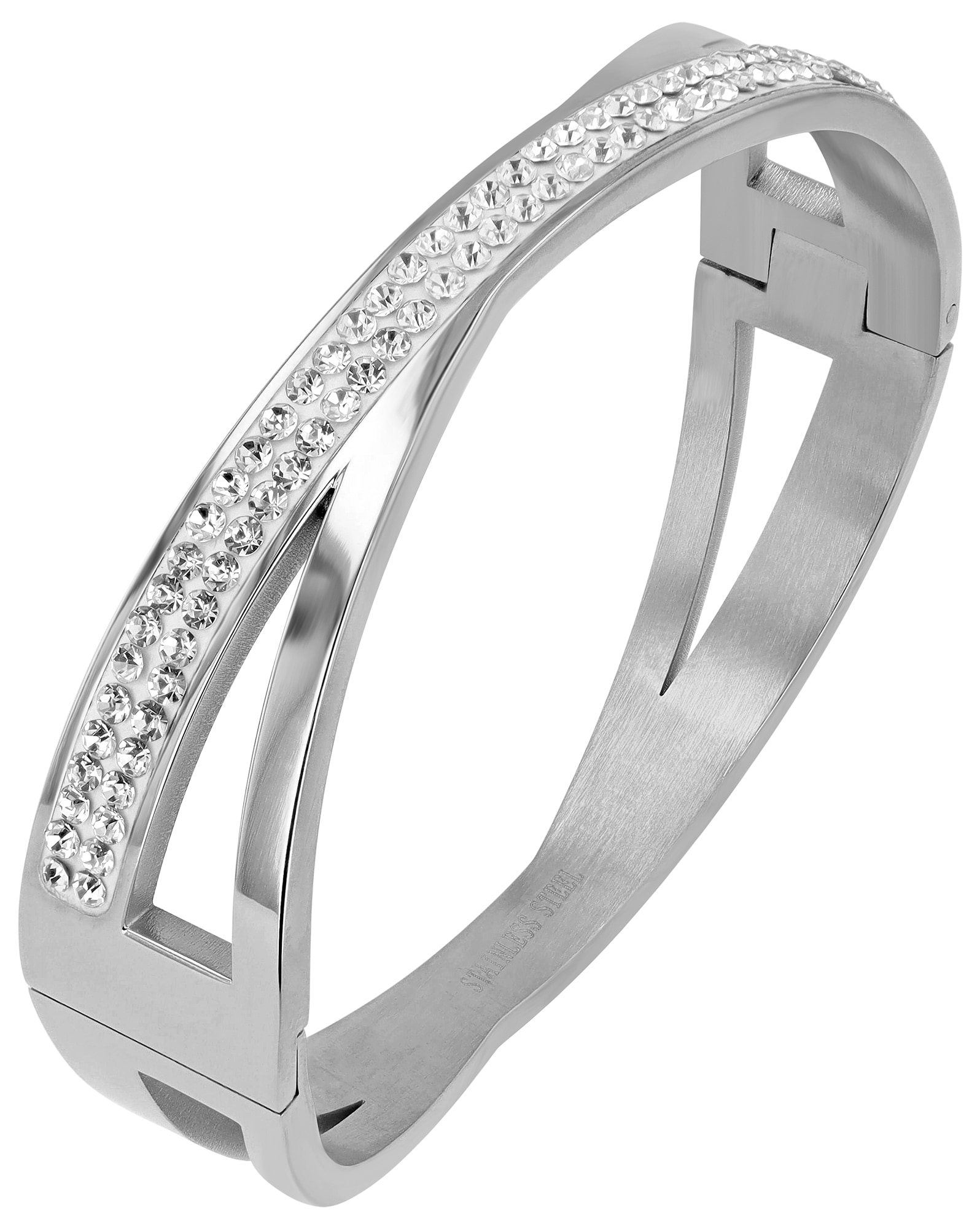 Adelia´s Armreif »Damen Armband ¿ Armreif aus Edelstahl mit Strass Steinchen Ø 6,0 cm cm«