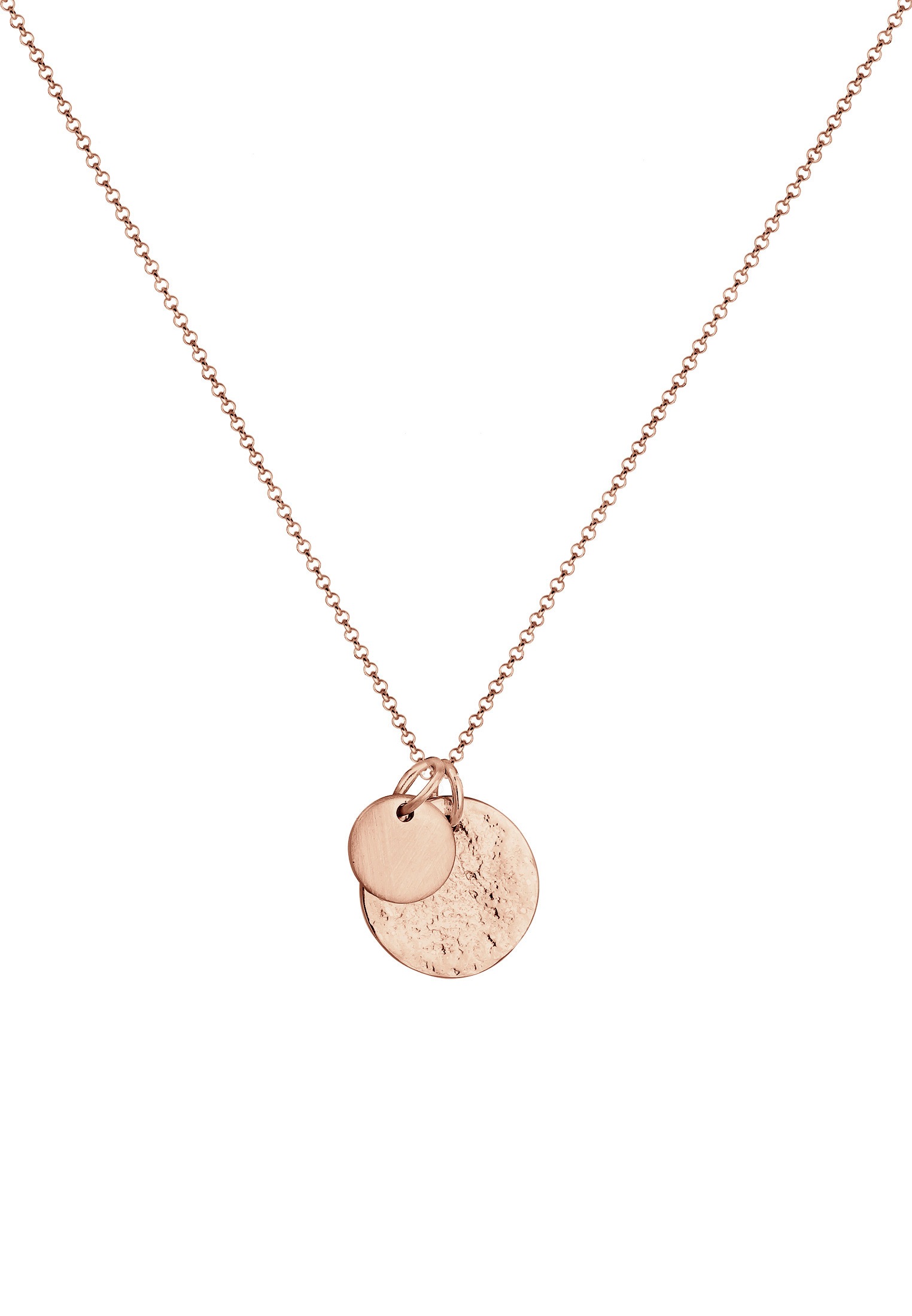 Elli Kette mit Anhänger »Halskette Plättchen Münzen Organic Look 925 Silber«