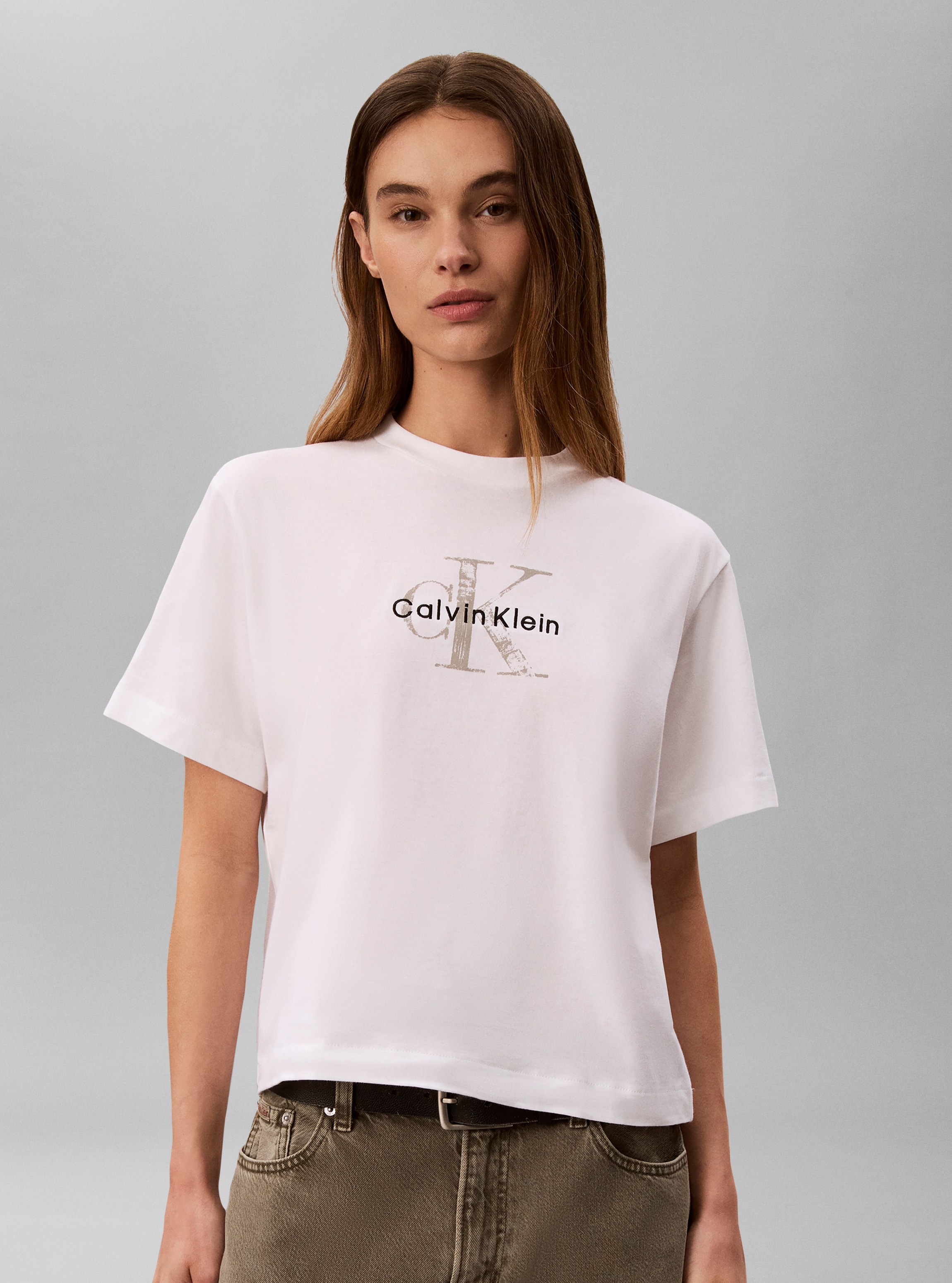 Calvin Klein Jeans T-Shirt »BOXY HAND DRAWN MONOLOGO TEE« Regular fit, Logoschriftzug