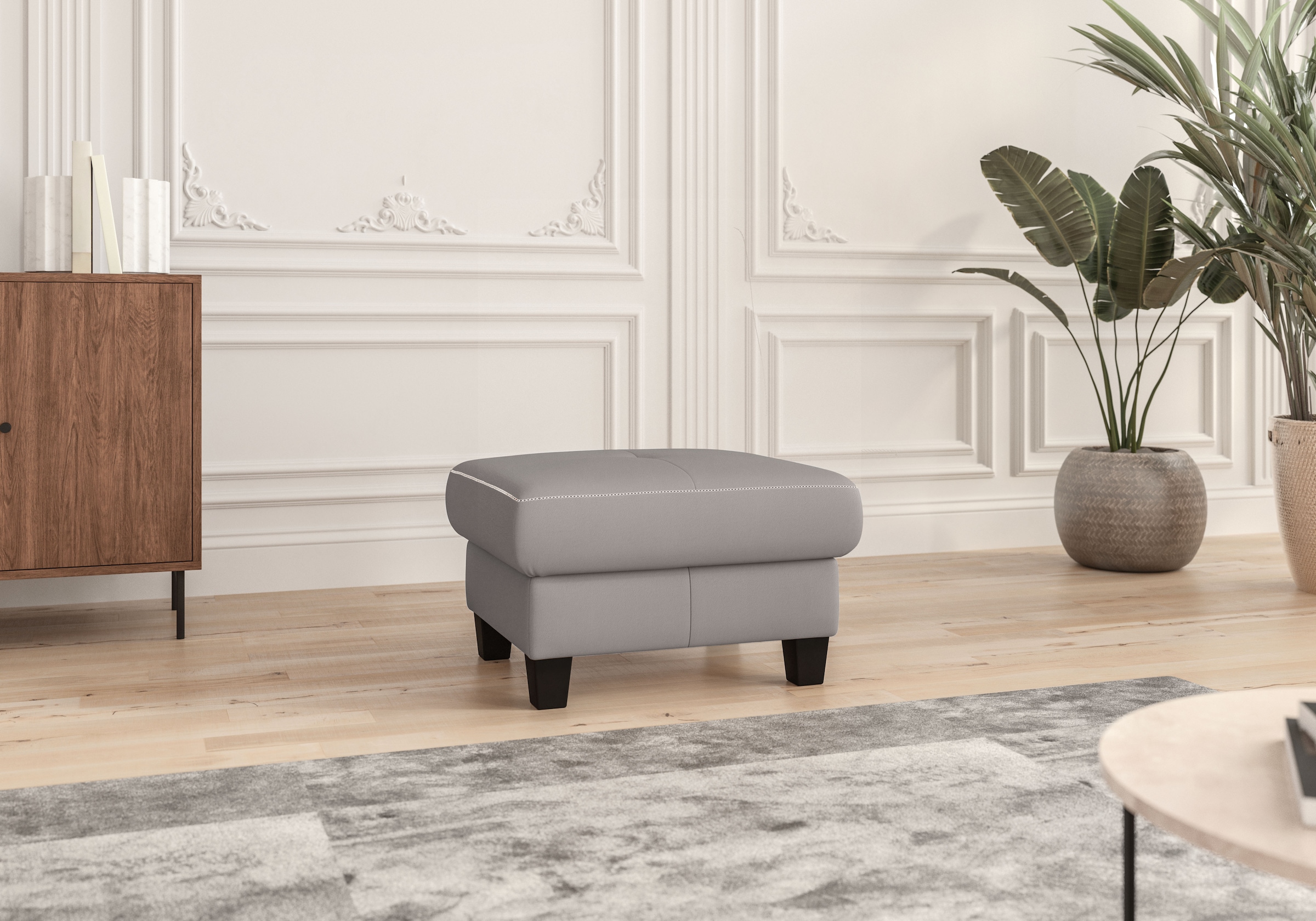 Places of Style Polsterhocker »Varese«, Kreuznaht in beige
