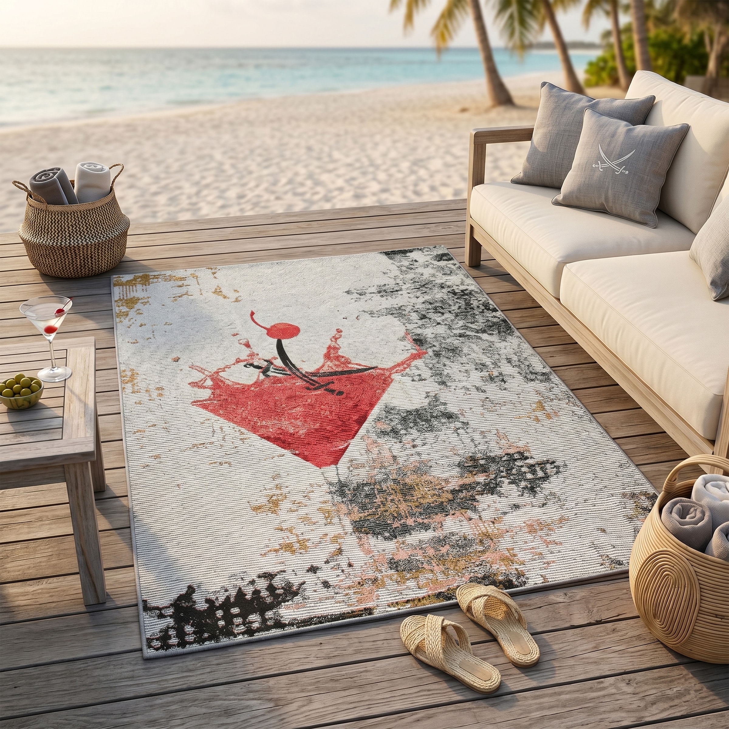 Sansibar Teppich »Rantum Beach SA-027« rechteckig 3 mm Höhe Flachgewebe, modernes Design, In- und Outdoor geeignet