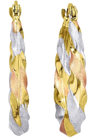 Paar Creolen »Schmuck Geschenk Gold 375 Ohrschmuck Ohrringe Tricolor«