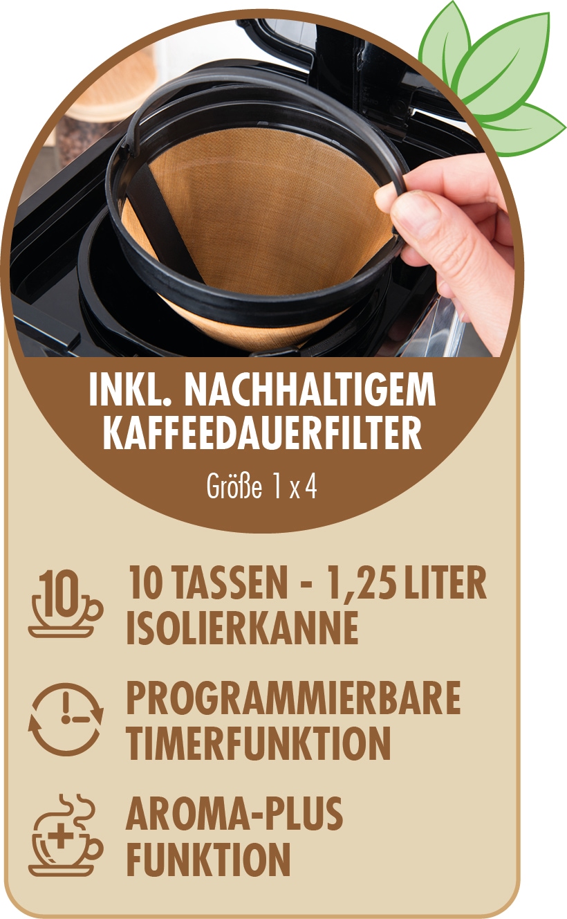 Gastroback Filterkaffeemaschine »Design Essential S 42701_S« 1,5 l Kaffeekanne Edelstahlfilter 1x4