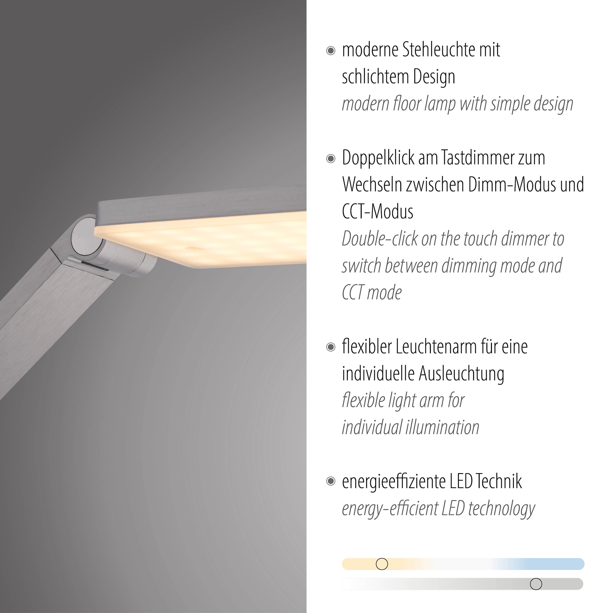 Paul Neuhaus LED Stehlampe »SAMSKY« LED-Board 1 Stk. warmweiß - kaltweiß Tastdimmer, CCT 2700-5000K, Memory, Höhenverstellbar