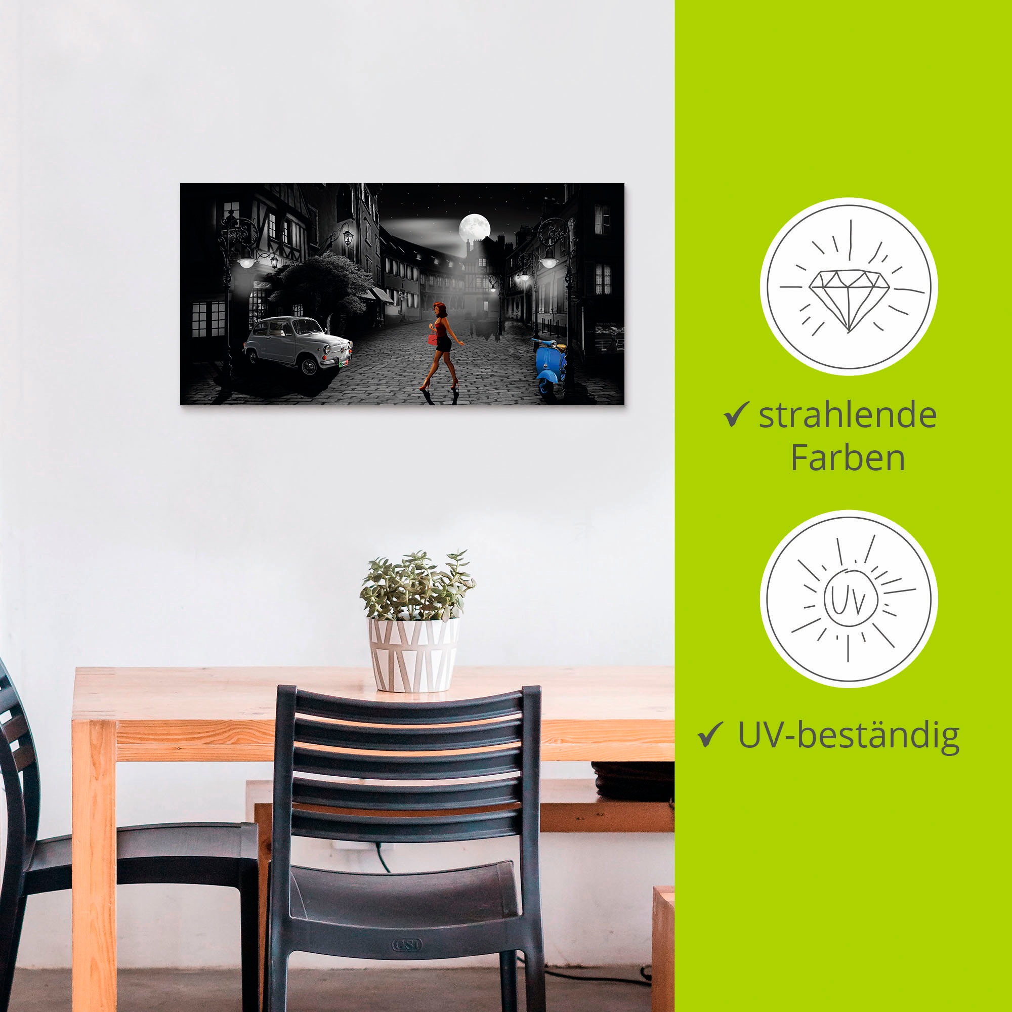 Artland Wandbild »Feierabend in bella Italia«, Frau, (1 St.), als Alubild, Outdoorbild, Leinwandbild, Poster, Wandaufkleber