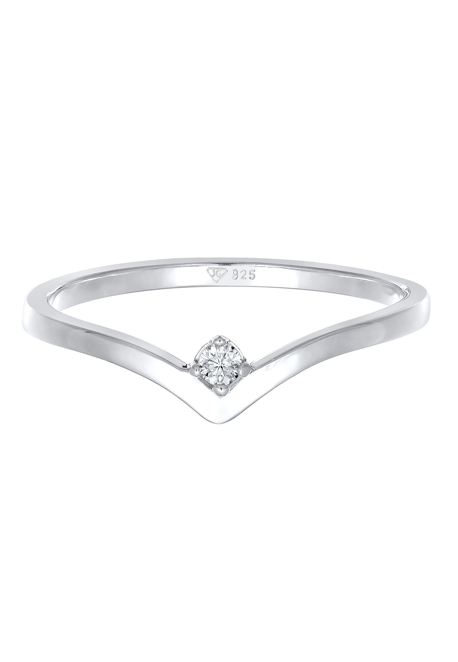 Elli DIAMONDS Diamantring »Ring Lab Grow Diamant (0.035) V-Form Stapelring 925 Silber«