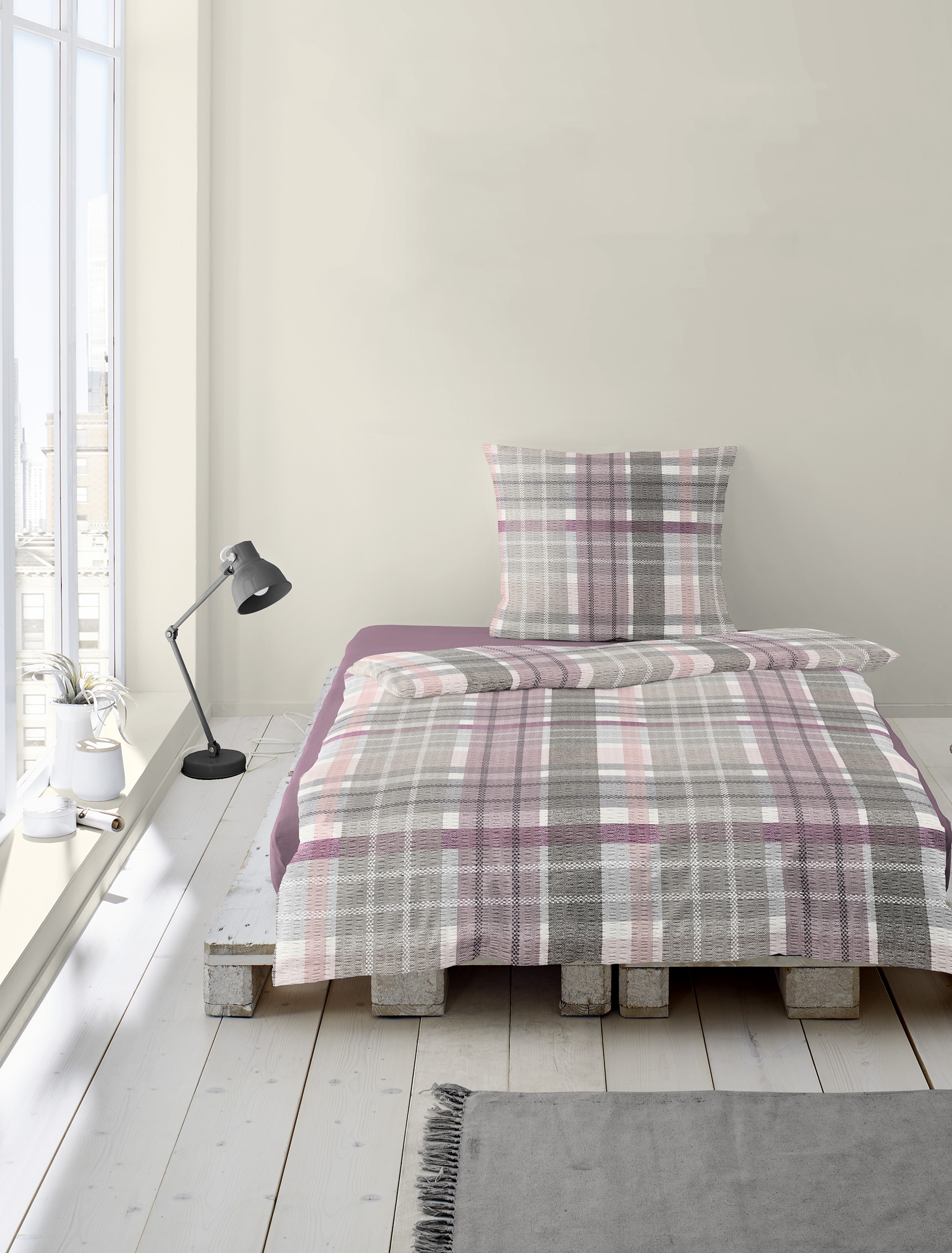 BIERBAUM Bettwäsche »Bettwäsche 4149« 2 Seersucker, 100  % Baumwolle, pflegeleicht, bügelfrei, kühlend