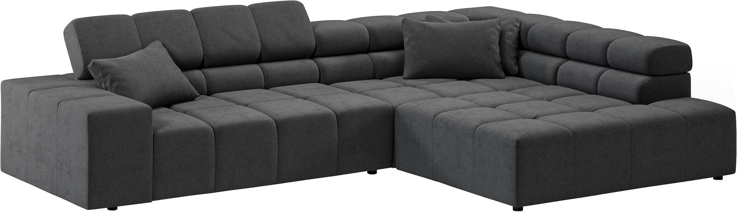 INOSIGN Ecksofa »Ancona incl. Kopfteilverstellung, Zierkissen Breite 319cm, L-Form«, wahlweise motorische Sitztiefenverstellung, auch in Cord + Easy Care