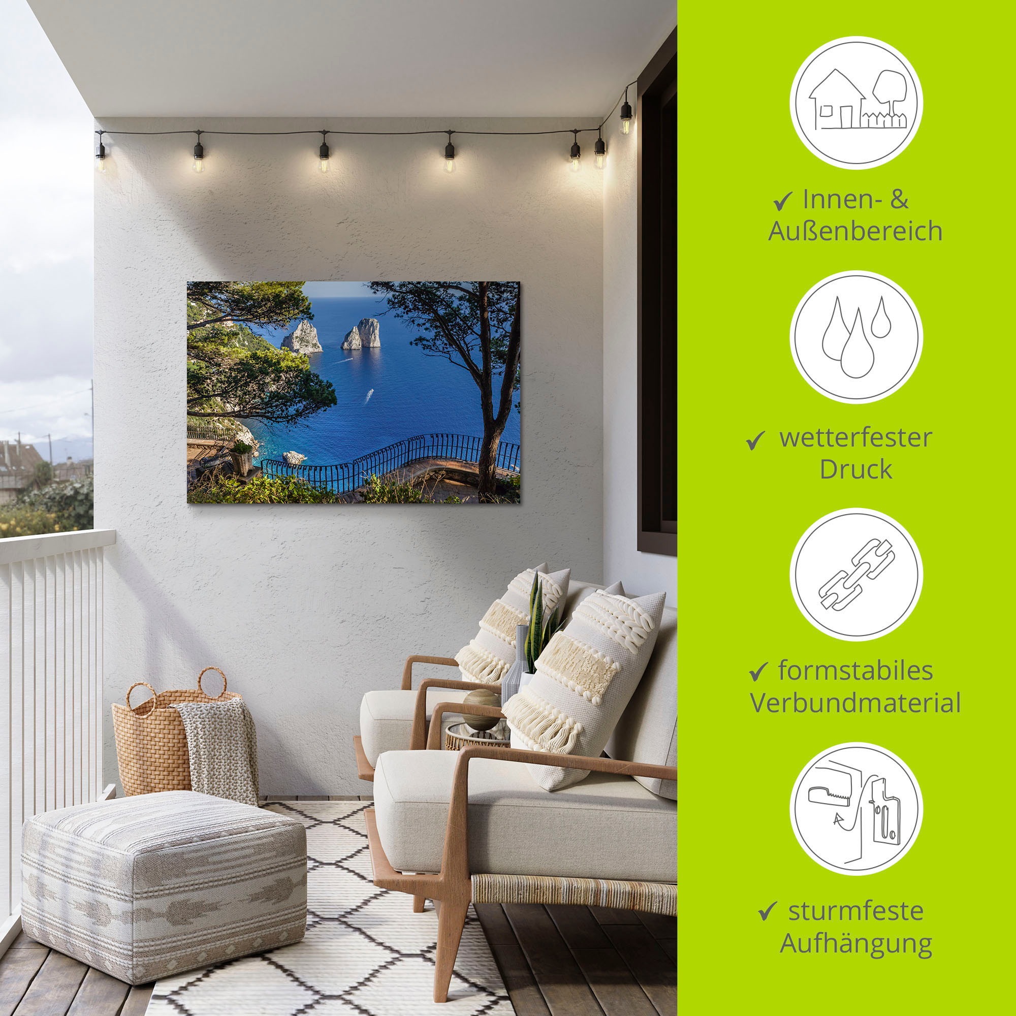 Artland Wandbild »Faraglione-Felsen auf Capri, Italien«, Meer Bilder, (1 St.), als Alubild, Outdoorbild, Leinwandbild, Poster, Wandaufkleber