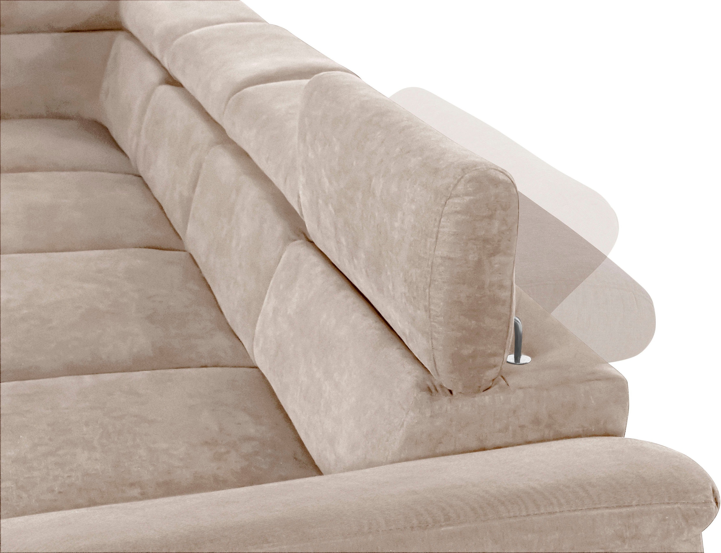 COTTA Polstergarnitur »Komaris«, (Set), Set: bestehend aus Wohnlandschaft und Hocker, Kopfteilverstellung