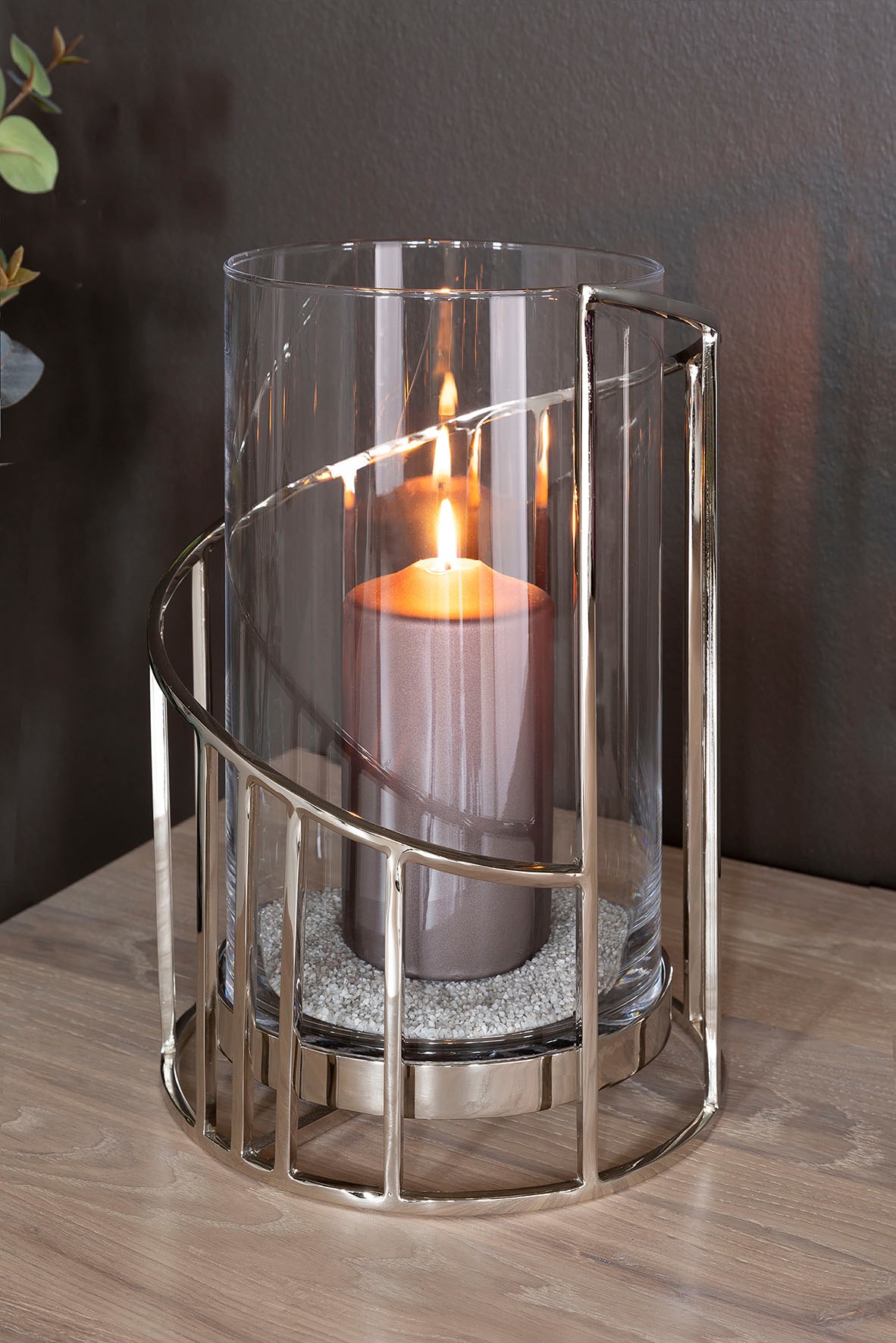 Fink Windlicht »CELINE«, (1 St.), Kerzenhalter aus Edelstahl mit Glaseinsatz, Höhe ca. 29,50 cm