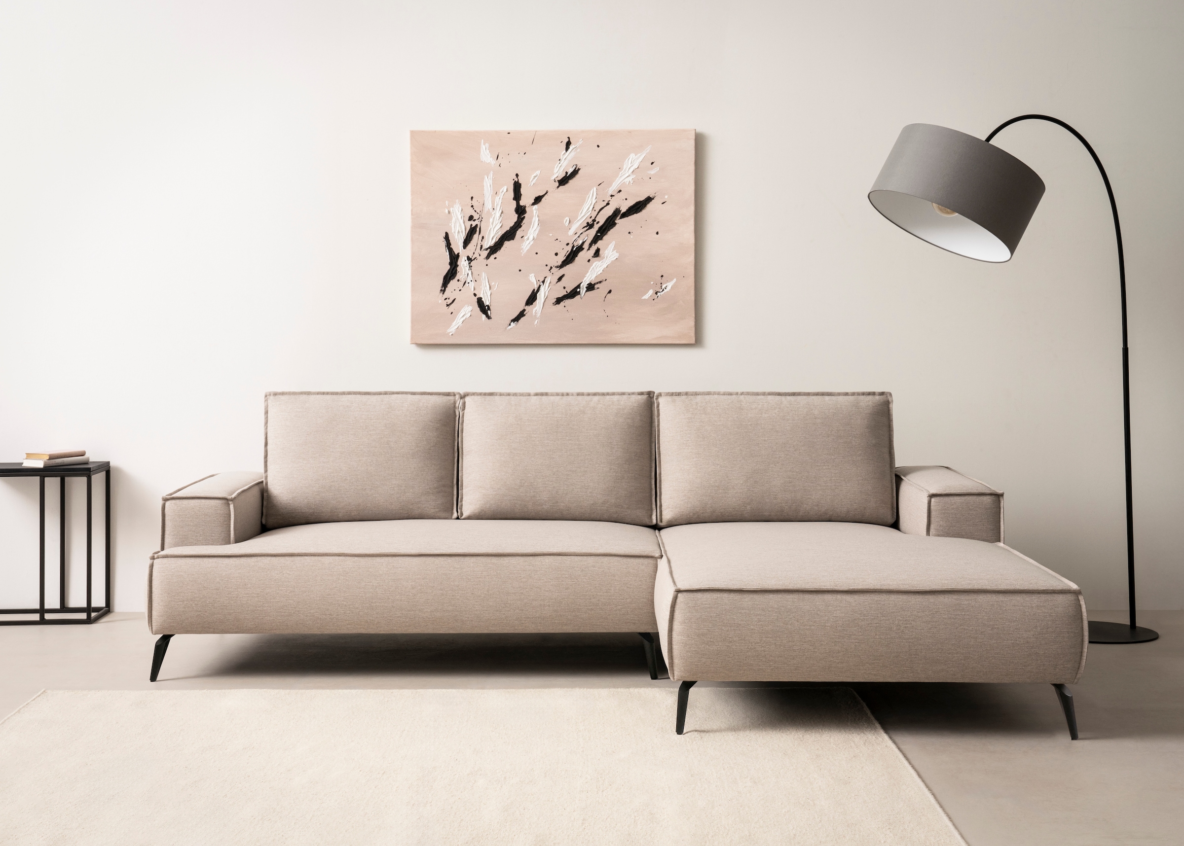 Home affaire Ecksofa »TVINNU, L-Form, 275cm, in Cord und Leinenoptik« wahlweise Recamiere rechts/links, schwarze Füße, bequemer Sitzkomfort