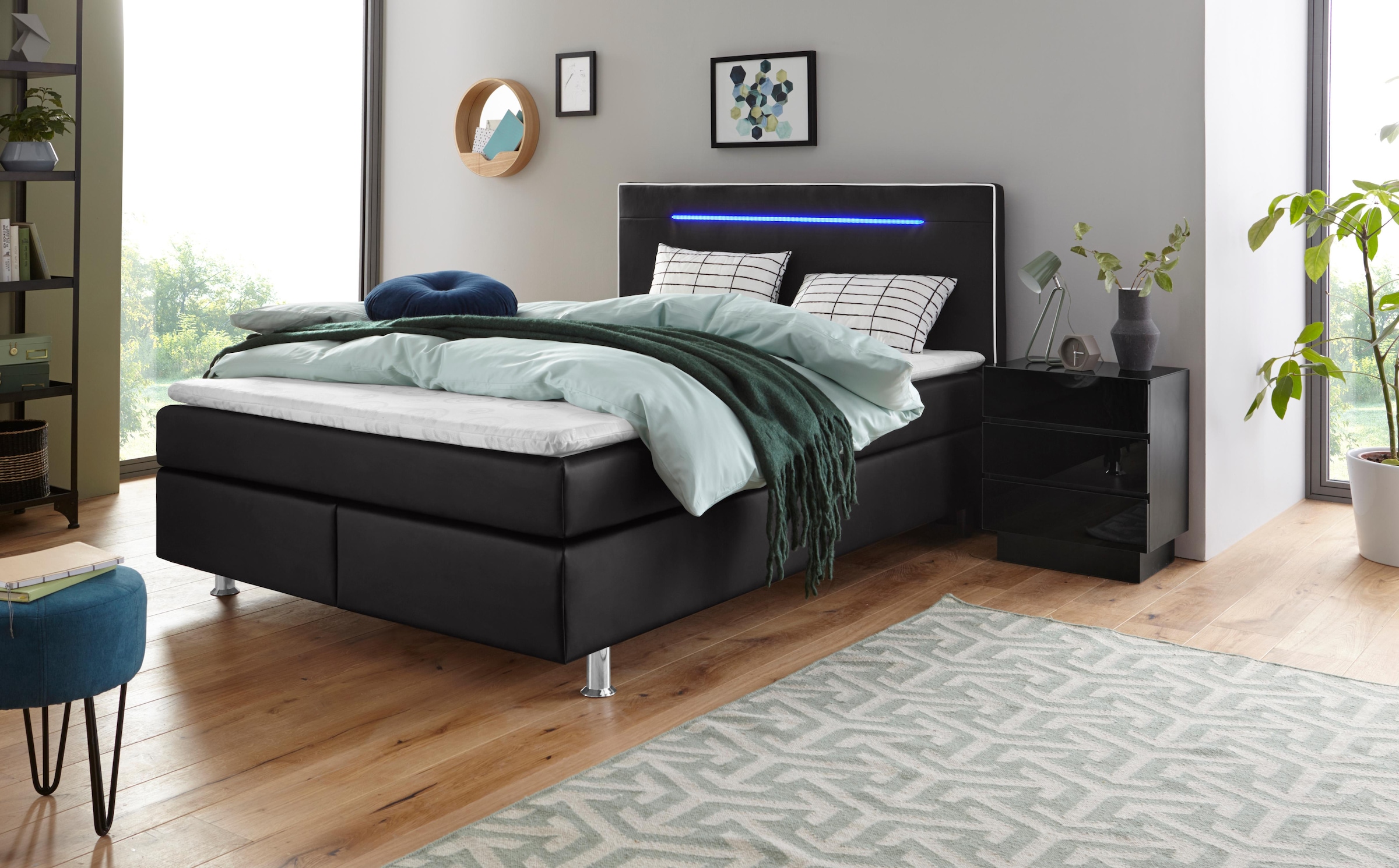 COLLECTION AB Boxspringbett, inkl. LED-Beleuchtung, Topper und Kissen