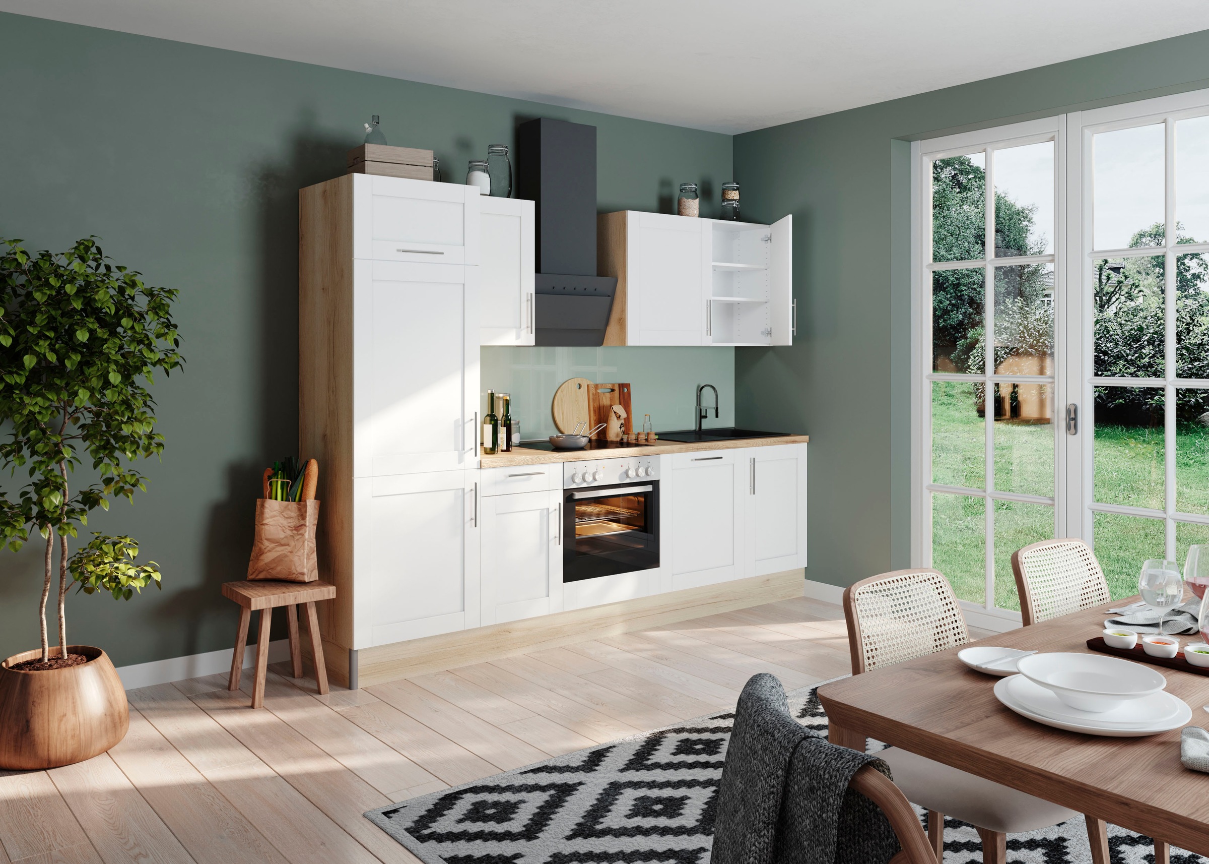 OPTIFIT Küche »Ahus«, 280 cm breit, ohne E-Geräte, MDF Fronten, Soft Close Funktion