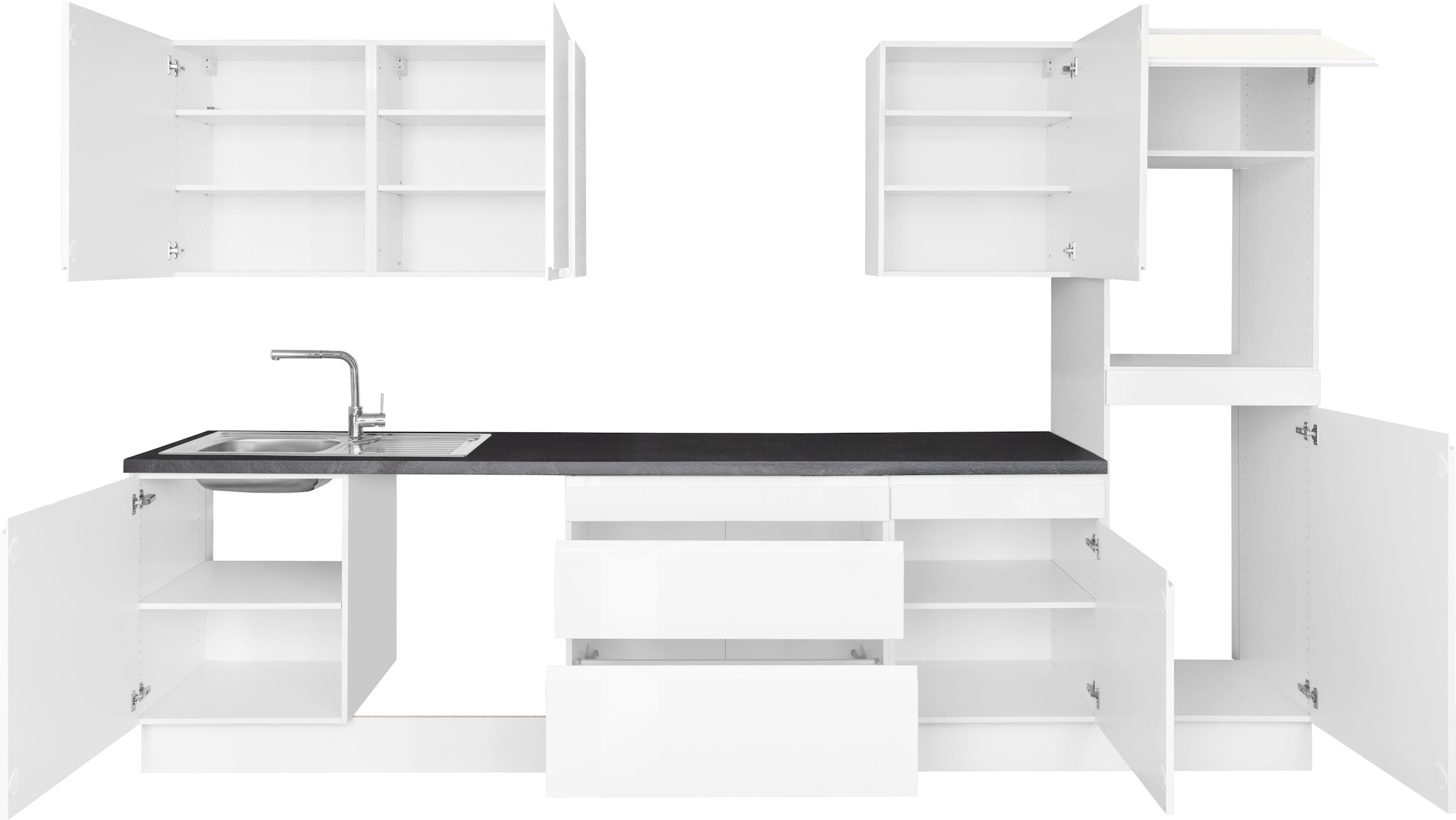 KOCHSTATION »KS-Avio« 38 mm starke Arbeitsplatte und Hochglanz-Fronten,  Breite 330 cm