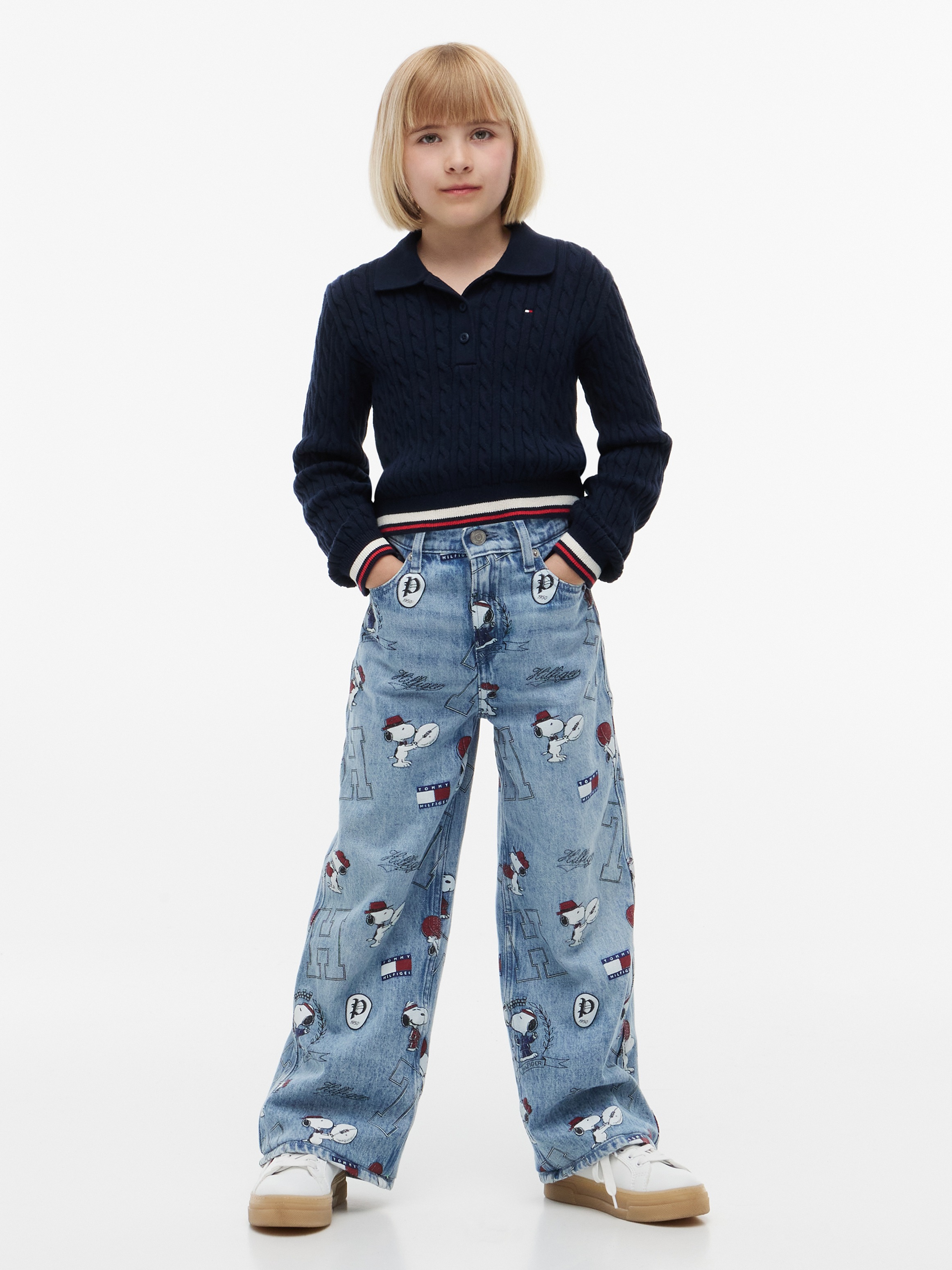 Tommy Hilfiger Strickpullover Polokragen und Knopfleiste, reine Baumwolle, Kinder bis 16 Jahre