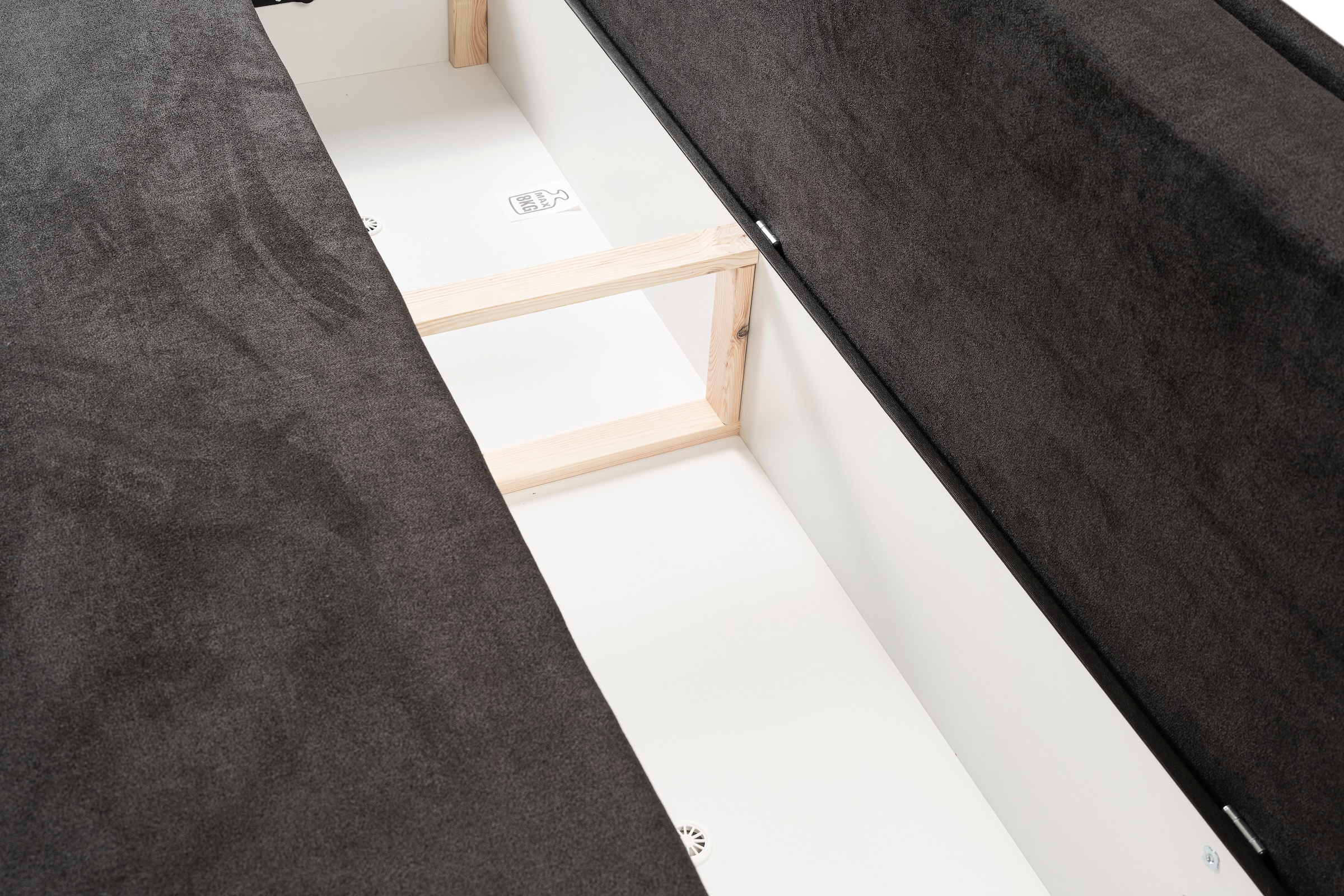 WERK2 Schlafsofa »Biggi, komfortabel & elegant, Schlaffunktion, Bettkasten, Breite 260cm«, inkl. losen Kissen, Struktur weich, anthrazit