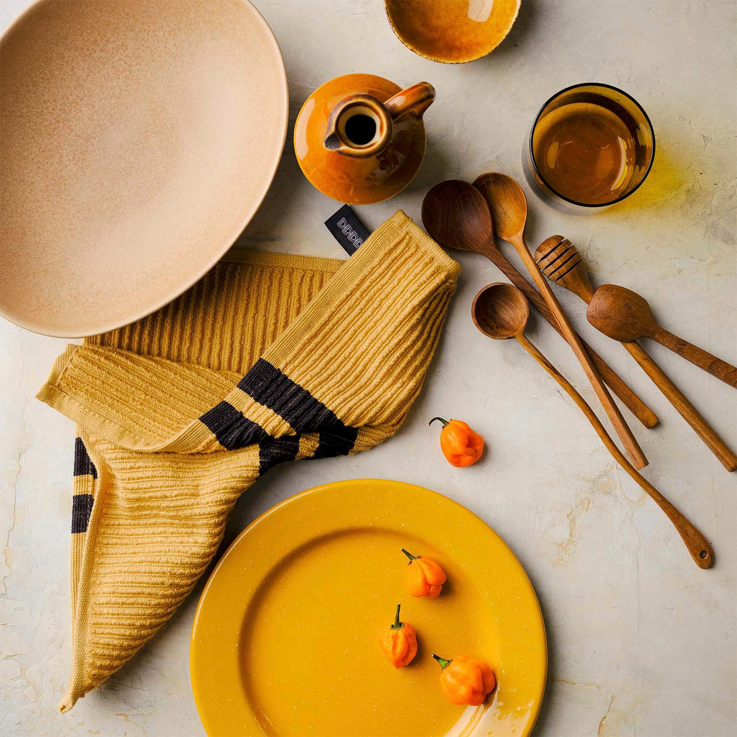 DDDDD Spültuch »Kombi-Set Basic & Baxter, 30x30 cm, aus 100% Baumwolle« optimale Saugfähigkeit, mit praktischer Aufhängeschlaufe