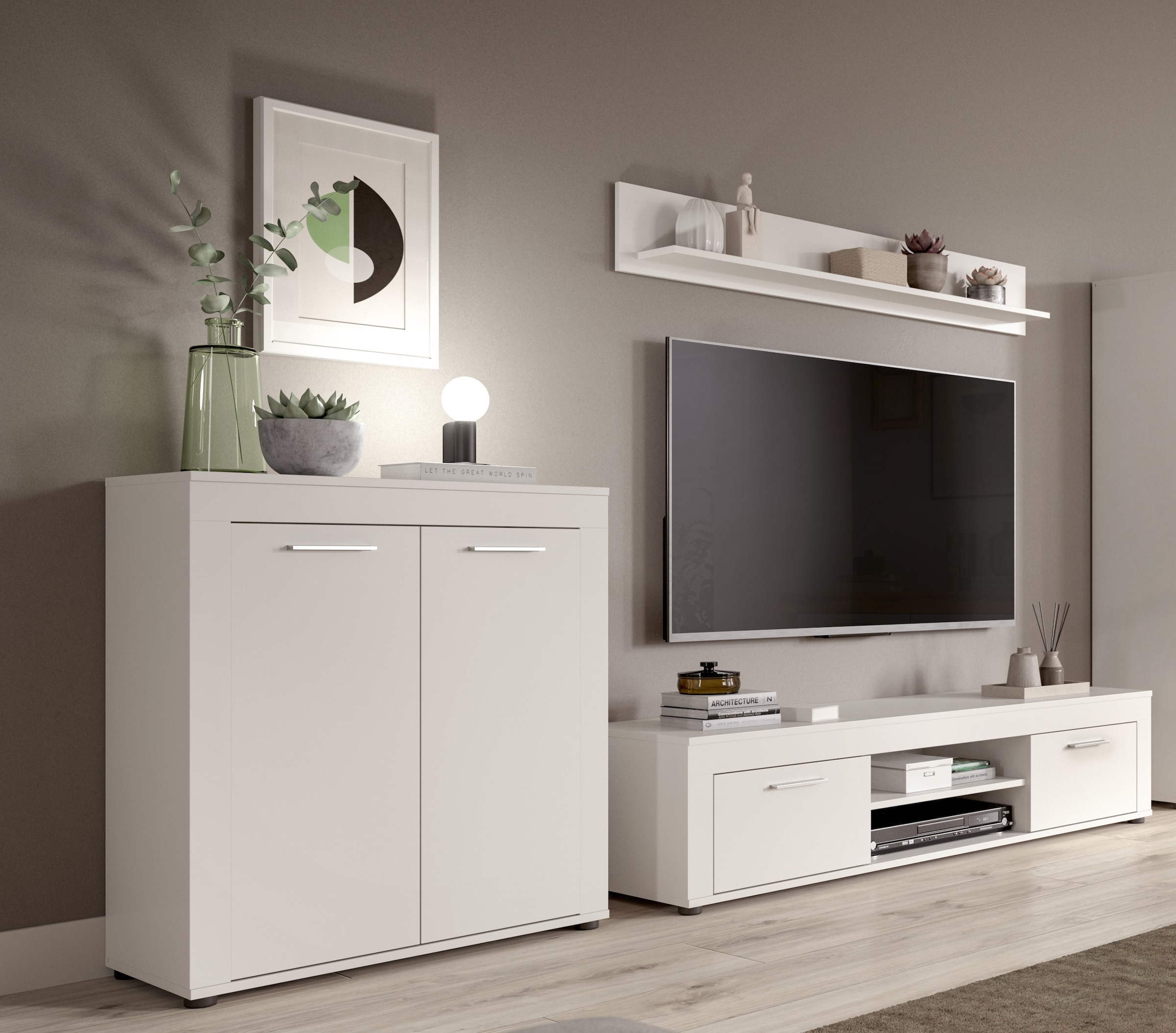 OTTO home Wohnwand »AOSTA, Breite 255cm, 3-teilige Wohn-Kombination« bestehend aus: Highboard, Lowboard, Wandboard, 3 Stk. tlg.