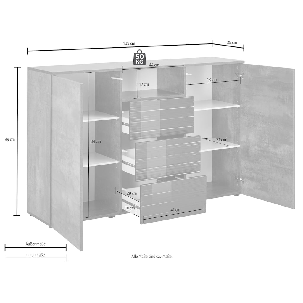 borchardt Möbel Highboard »Savannah«, Breite 139 cm