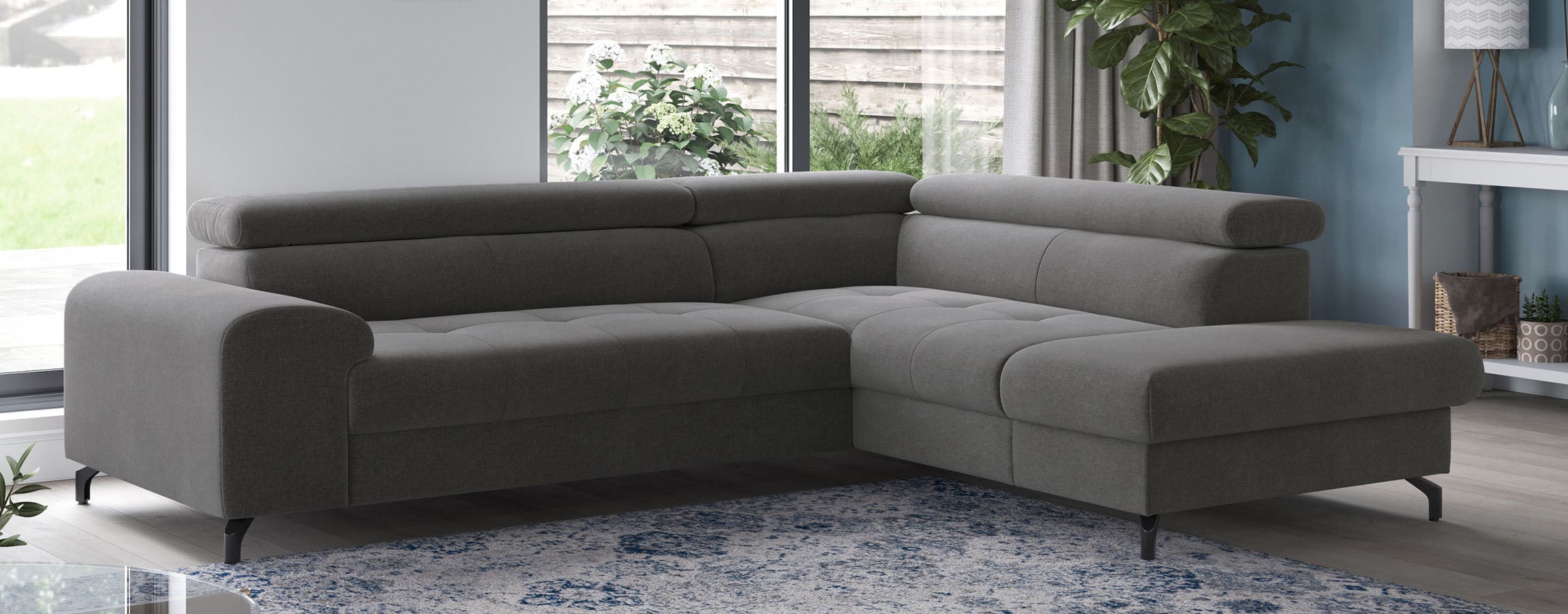 COTTA Ecksofa »Aura L-Form, B: 260 cm« mit Bettfunktion, Bettkasten & Kopfteilverstellung