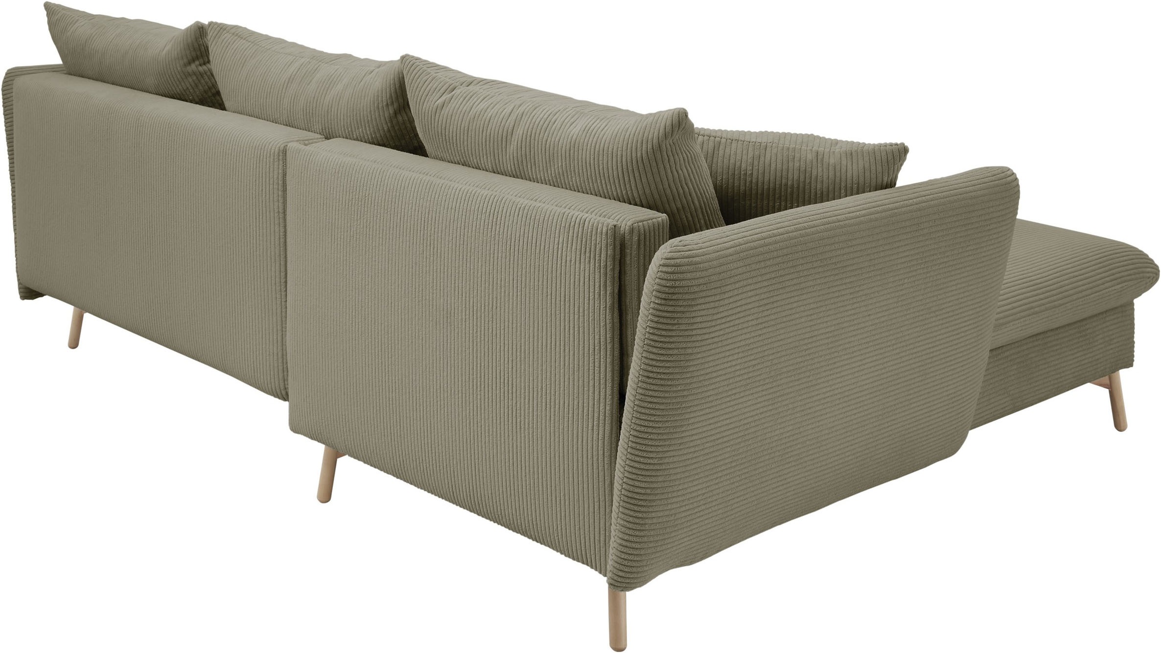 andas Ecksofa »MERLE, 258 cm, L-Form, traumhafter Cord,«, mit Bettfunktion und Bettkasten, Liegefläche 224 x 139