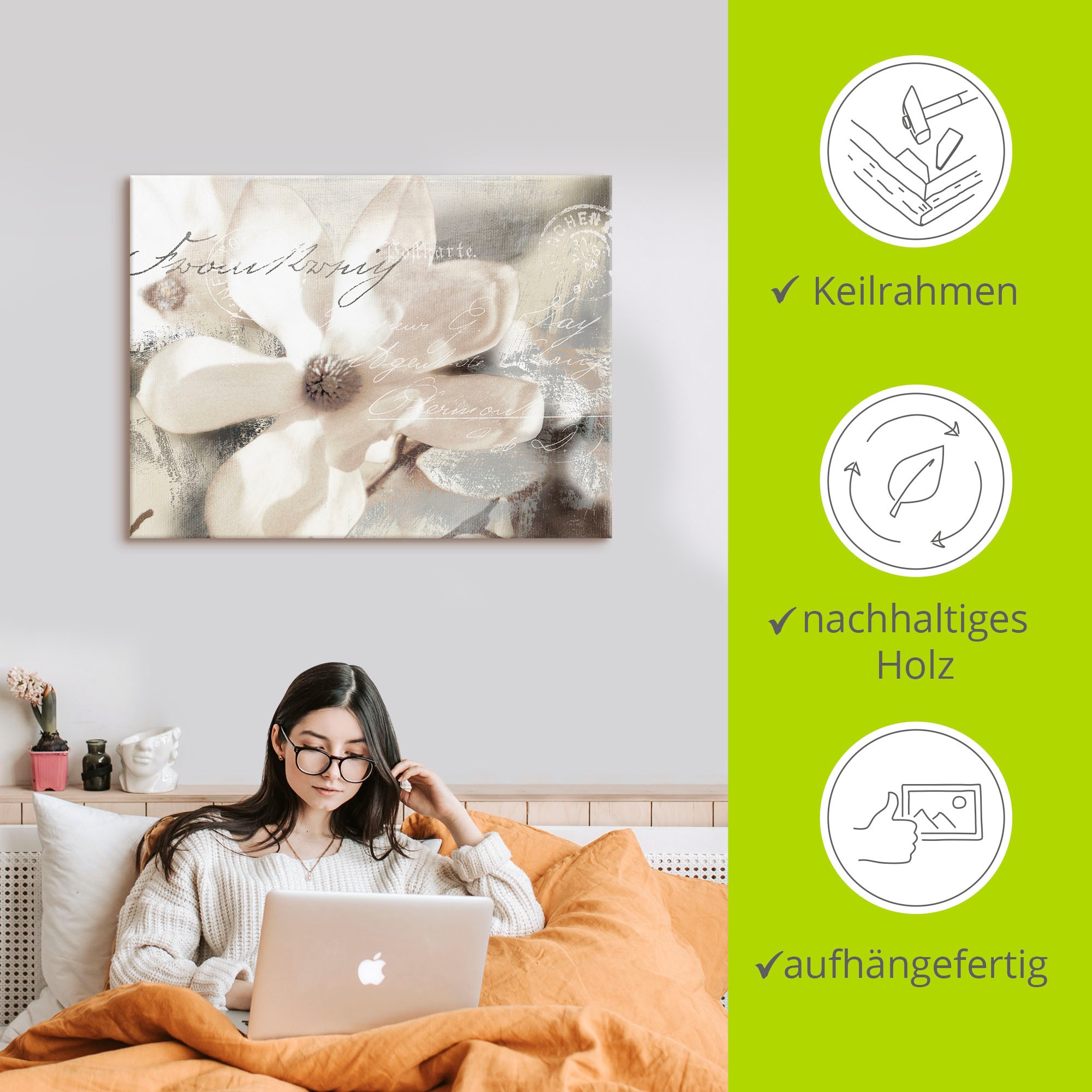 Artland Wandbild »Magnolie_Detail«, Blumenbilder, (1 St.), als Alubild, Outdoorbild, Leinwandbild, Poster, Wandaufkleber