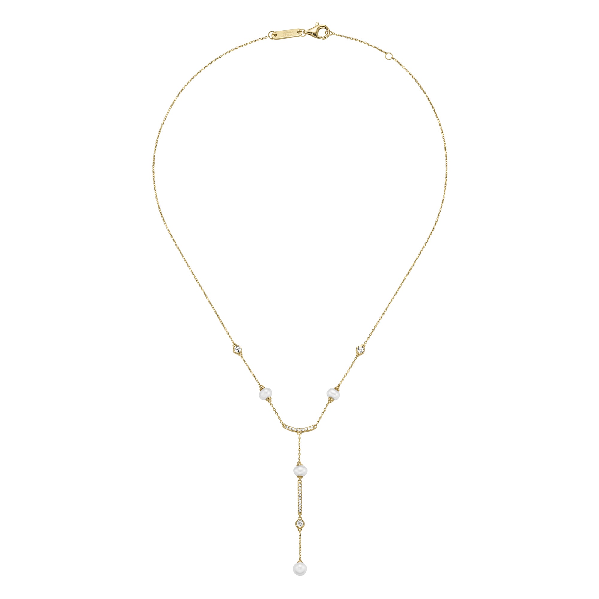 GIORGIO MARTELLO MILANO Collier »Collier mit Süßwasser-Perlen und Zirkonia, Silber 925«