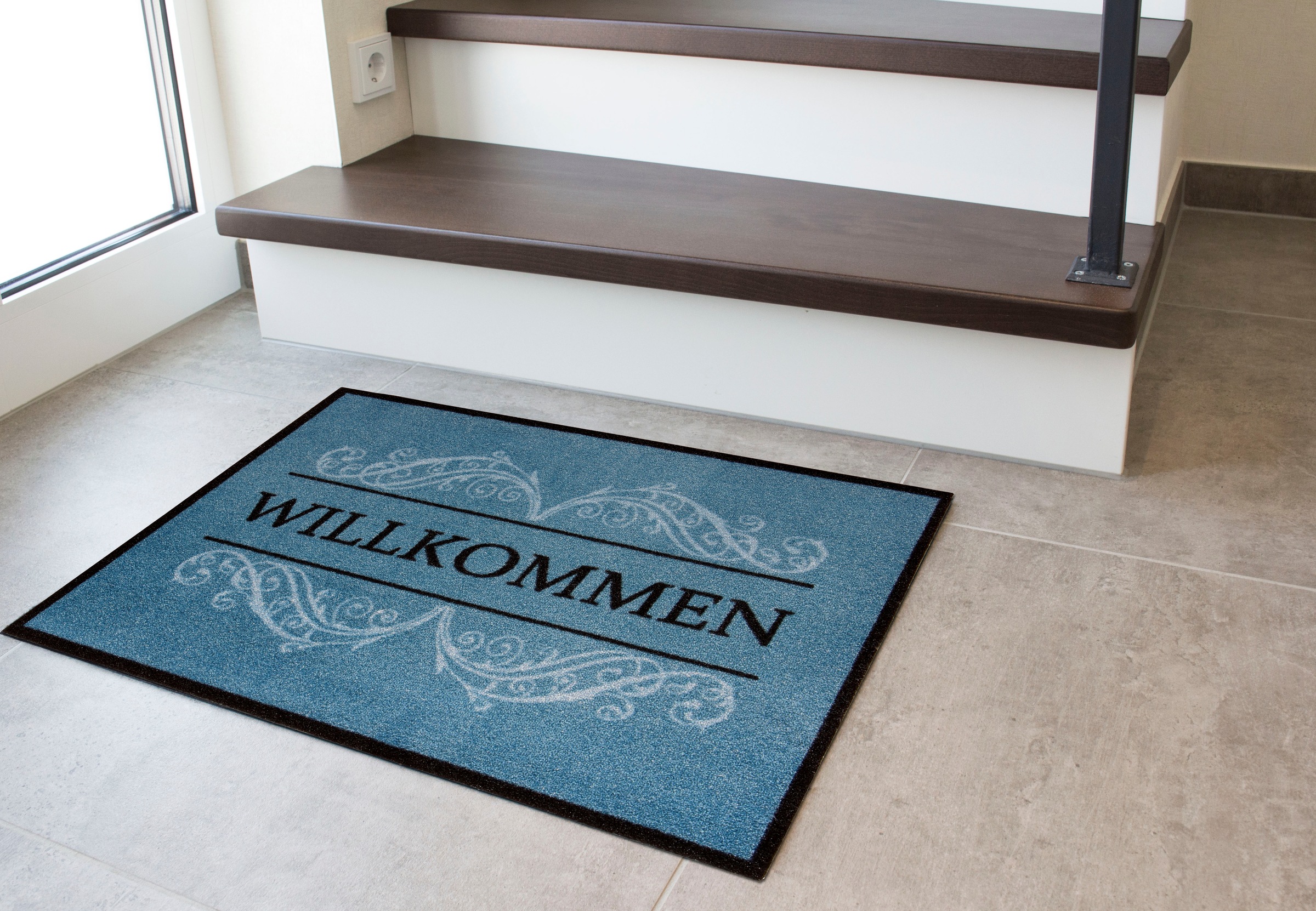Andiamo Fußmatte »Carmen, Willkommen, Made in Belgium«, rechteckig, 4 mm Höhe, Schmutzfangmatte, mit Spruch, In- und Outdoor geeignet, waschbar