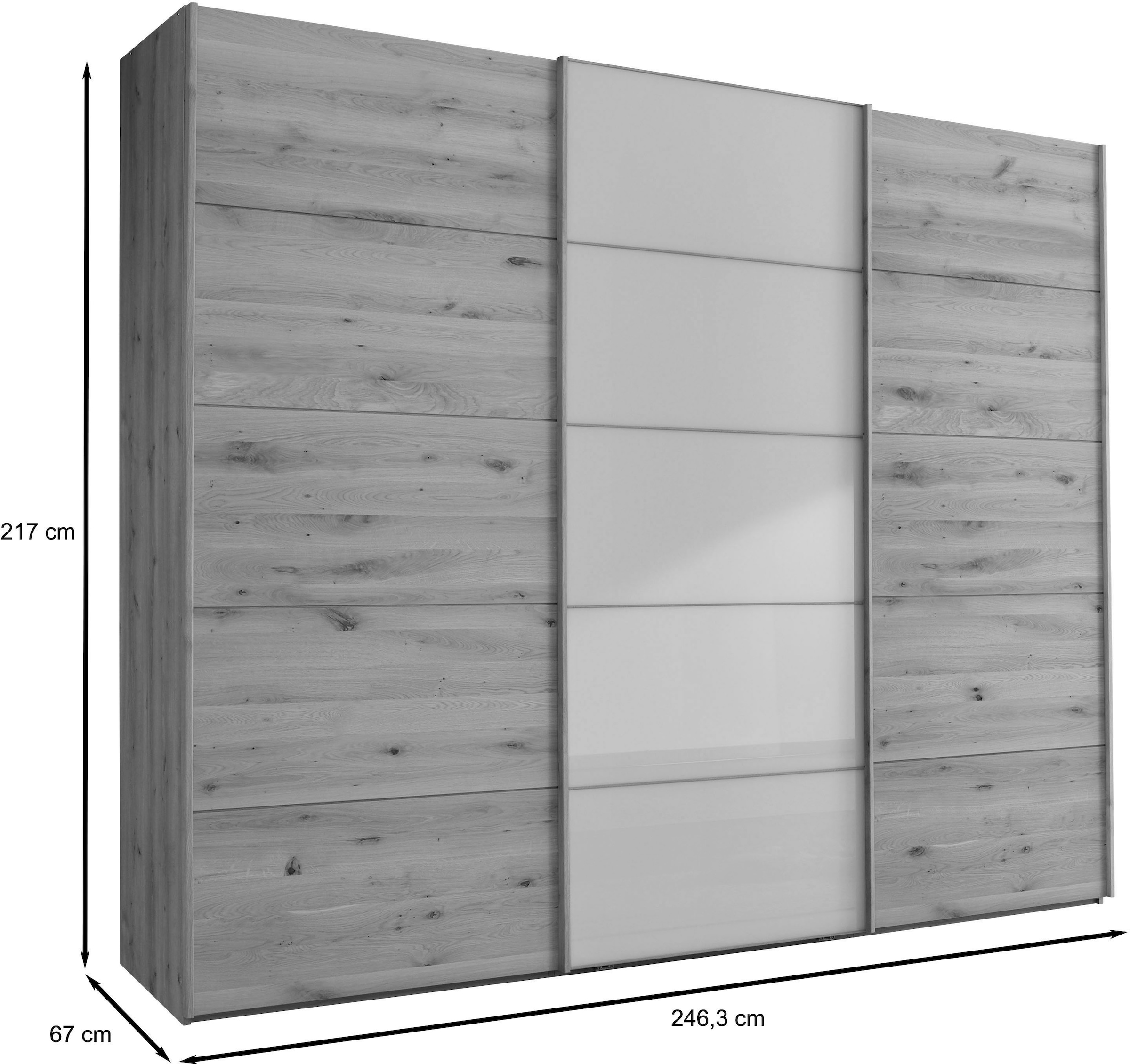 WIEMANN Schwebetürenschrank »Cardiff« mit massiven Holztüren und Glas