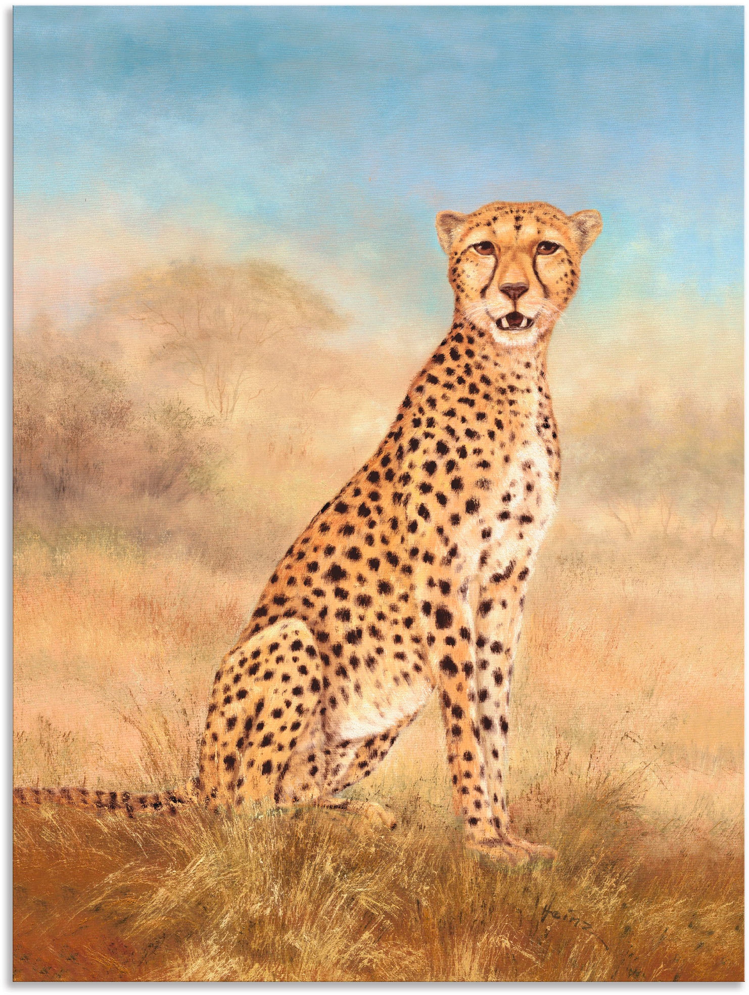 Artland Wandbild »Gepard Savanne«, oder kaufen als versch. Leinwandbild, Poster (1 Wildtiere, UNIVERSAL | Wandaufkleber St.), in Alubild, Größen