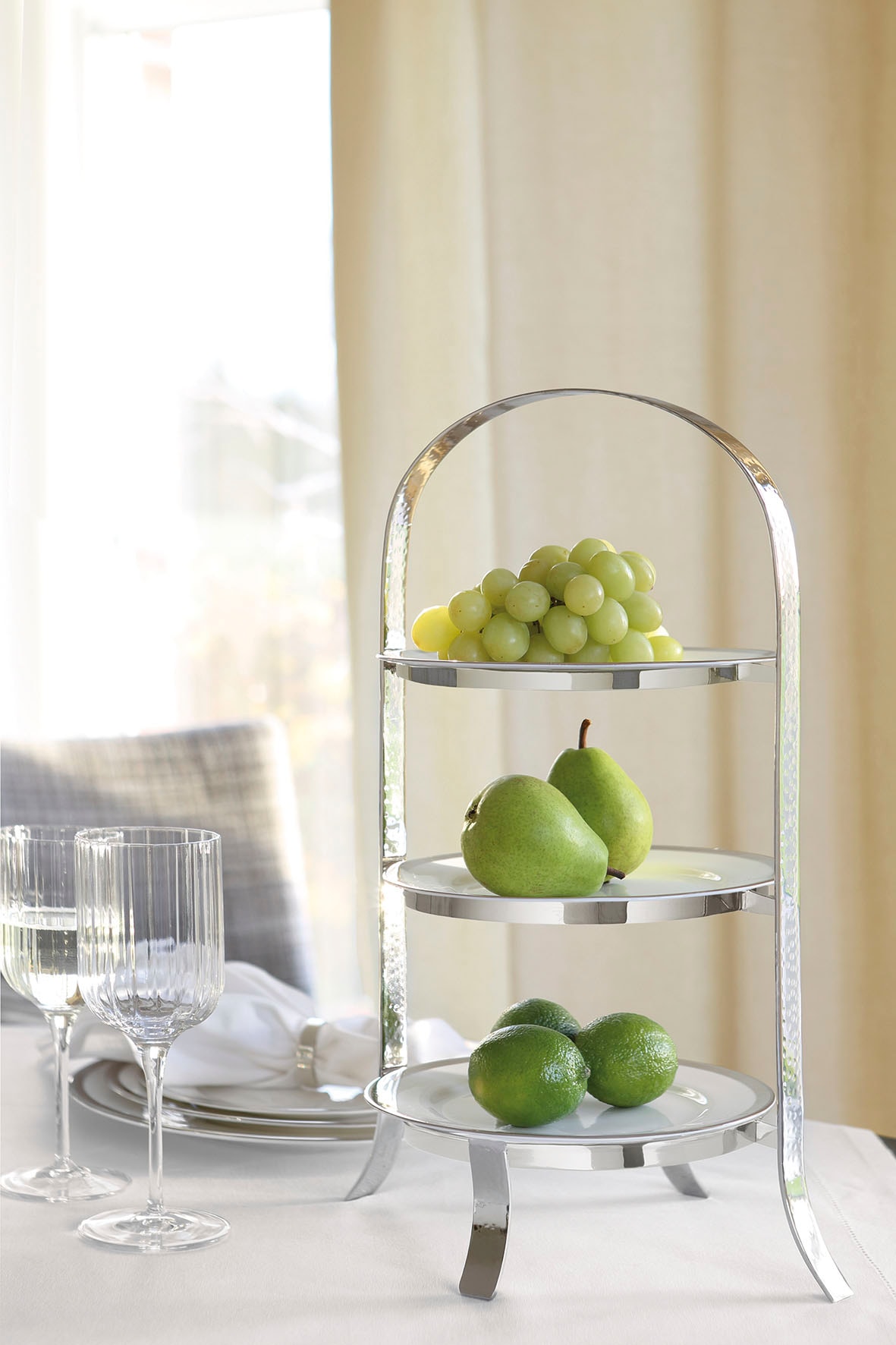 Fink Etagere »PLATE, mit feiner Hammerschlagstruktur«, (1 tlg.), für 3 Dessertteller Ø 21 cm