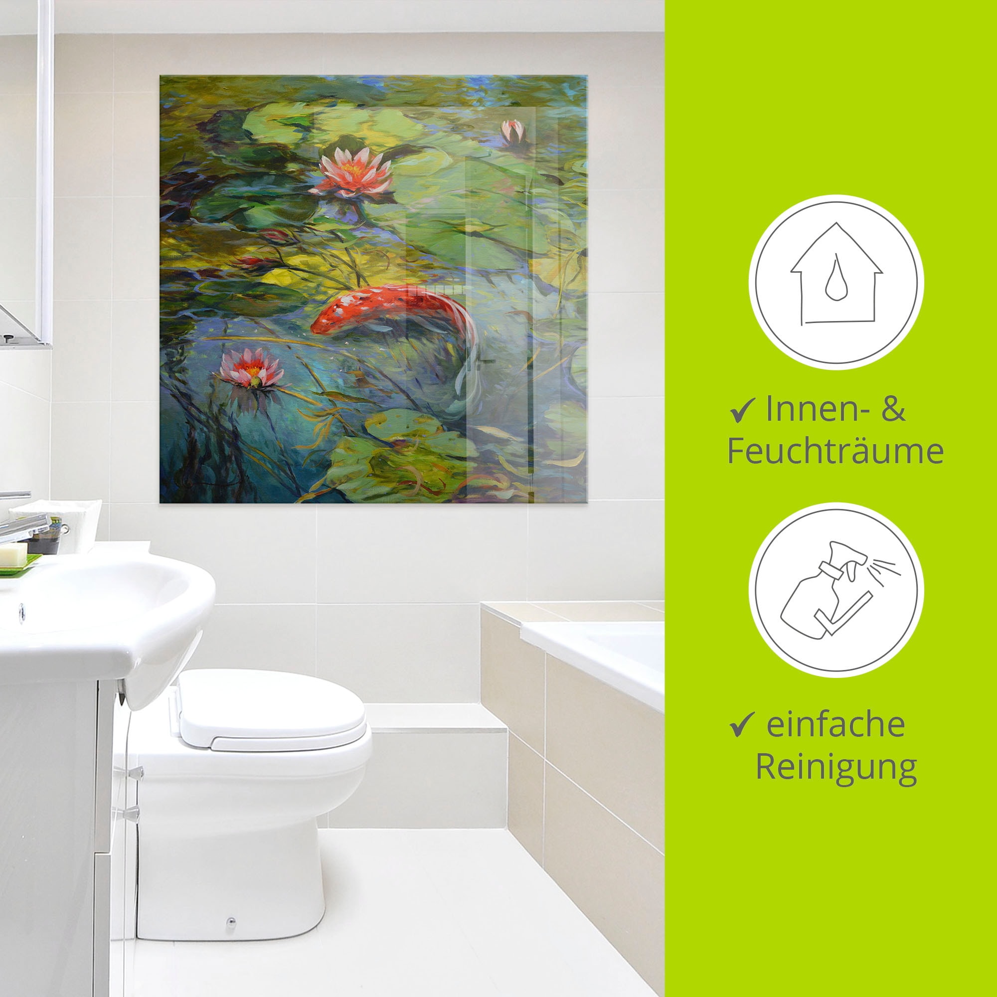 Artland Glasbild »Roter Koi«, Wassertiere, (1 St.), in verschiedenen Größen