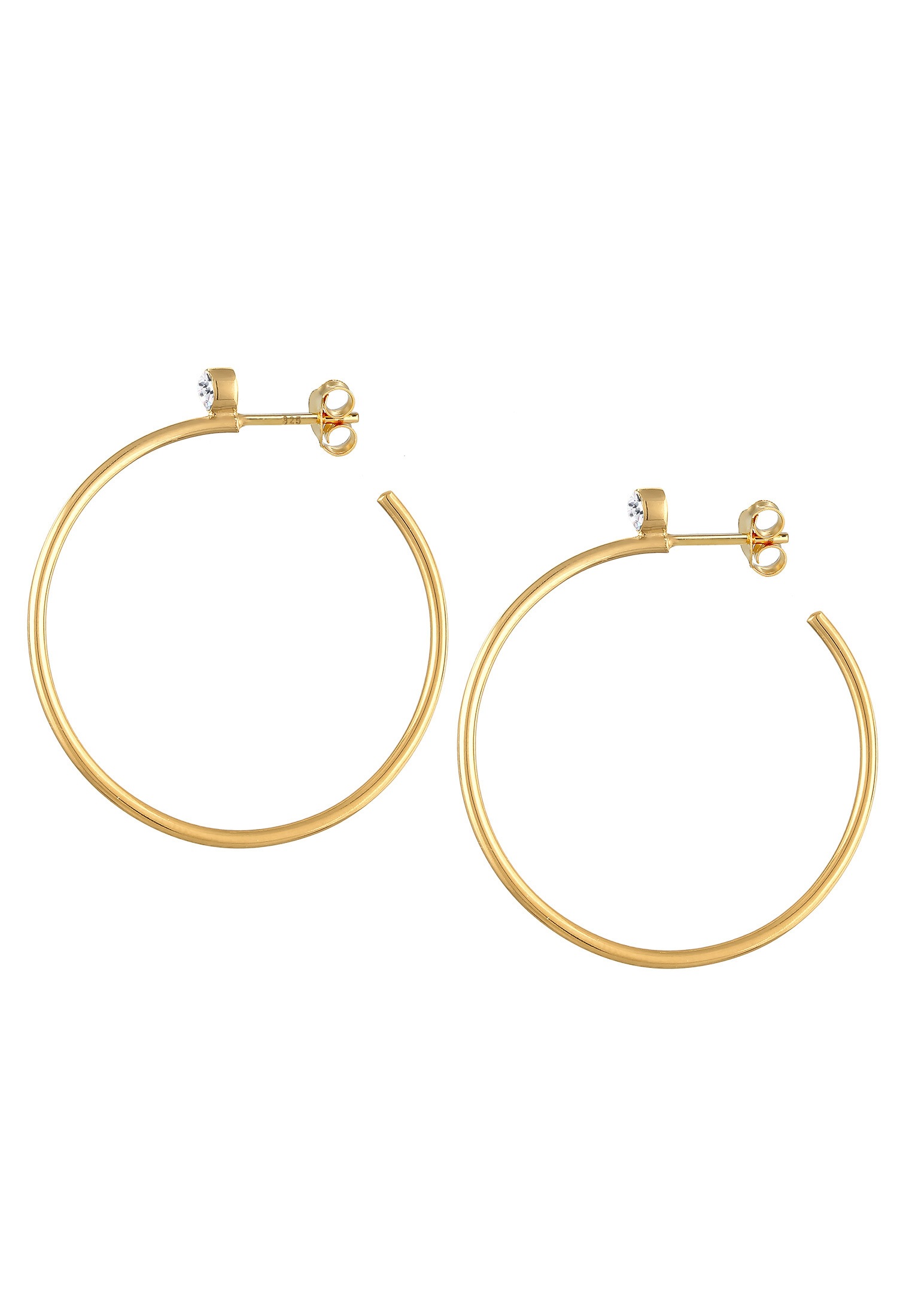 Elli Premium Paar Creolen »Ohrringe Creolen Stecker Kristalle Klassisch 925 Silber«