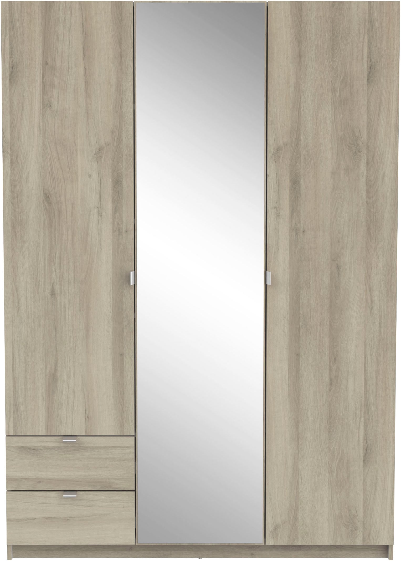 Demeyere GROUP Kleiderschrank »Mellie, mit Spiegel und 2 Schubladen, 3 Regale, 2 Kleiderstangen«, (H/B/ T ca. 191/134/52cm), maximaler Stauraum, Made in France