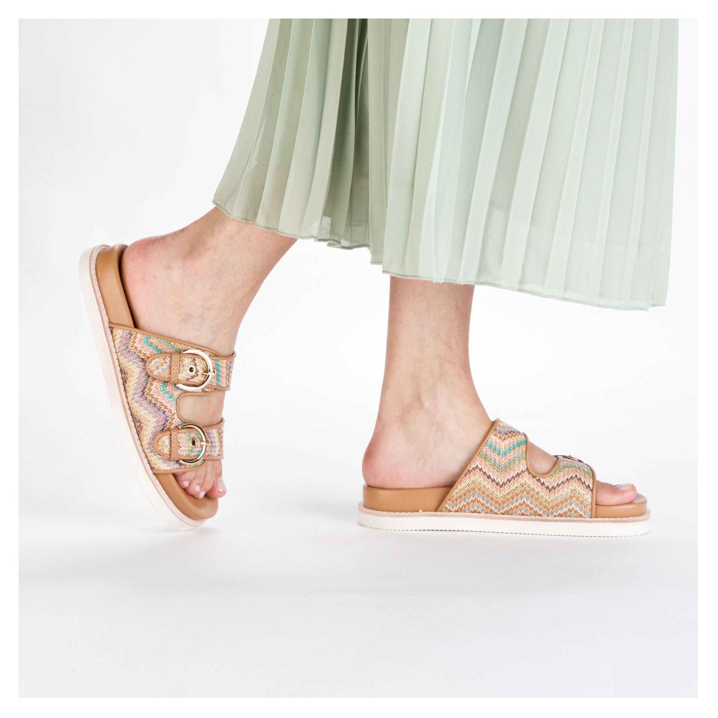 Rieker Pantolette, Sommerschuh, Strandschuh, Urlaubsschuh, Schlappen in Flecht-Optik