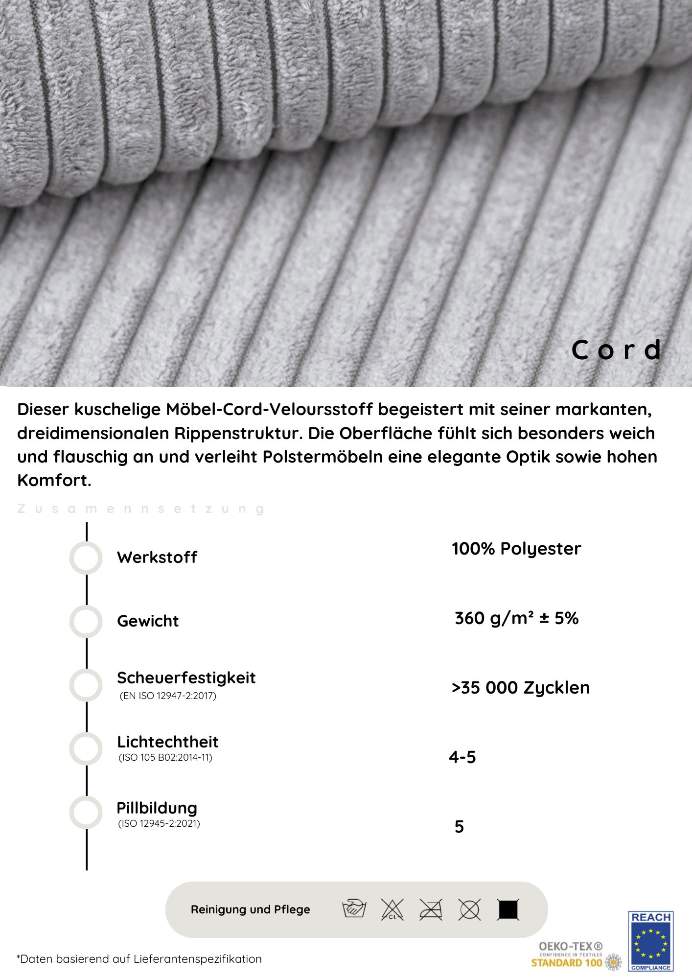 COLLECTION AB Polsterbett »Marla erhältlich in der Breite 180x200cm, mit Cordstoff bezogen« wahlweise mit Lattenrost und King-Matratze (28cm)