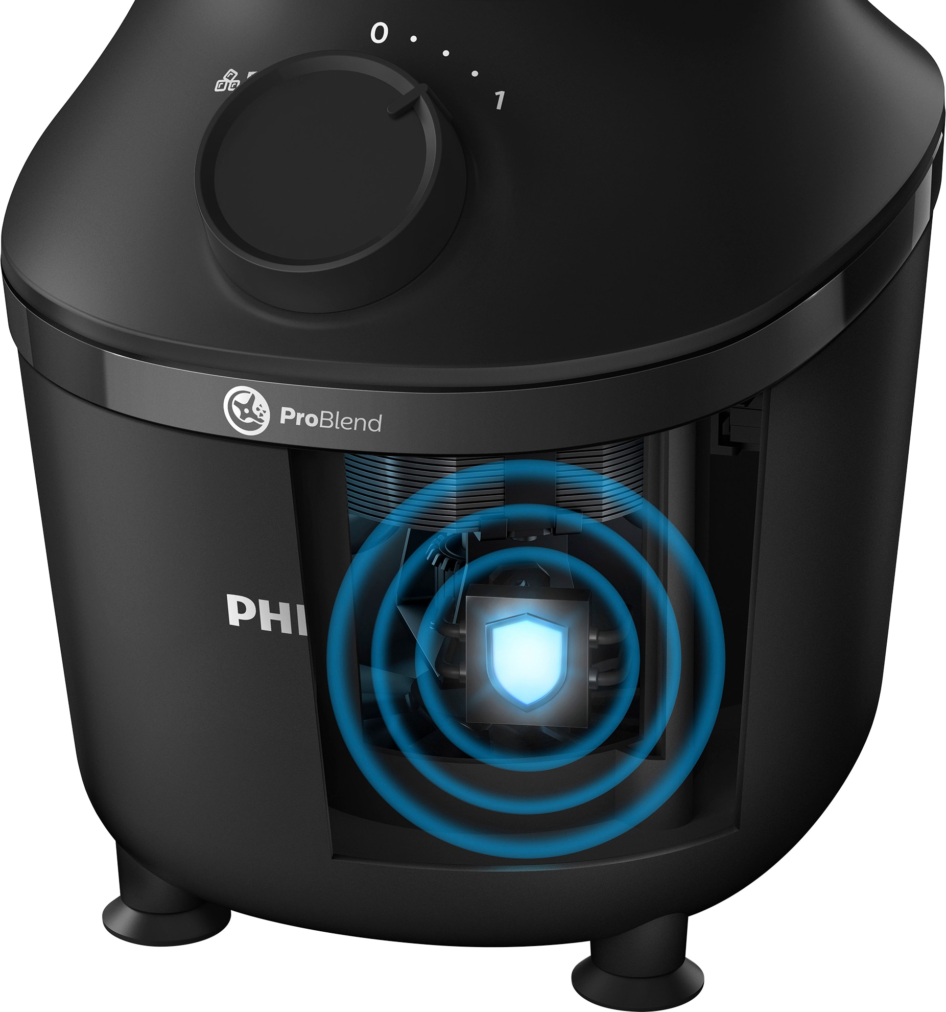 Philips Standmixer »HR2041/41 3000 Series, mit ProBlend-Technologie,«, 450 W, 1,9L-Behälter und 1 Geschwindigkeitsstufe + Impulseinstellung; Schwarz