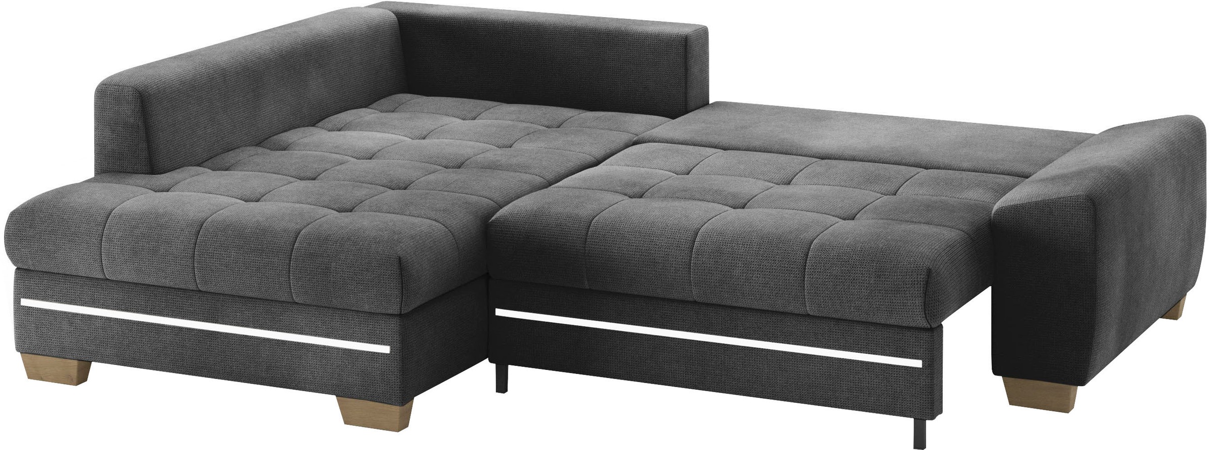 Mr. Couch Ecksofa »Nikita II, L-Form«, mit Kaltschaum, RGB-LED Beleuchtung, wahlweise mit Bett, Bettkasten