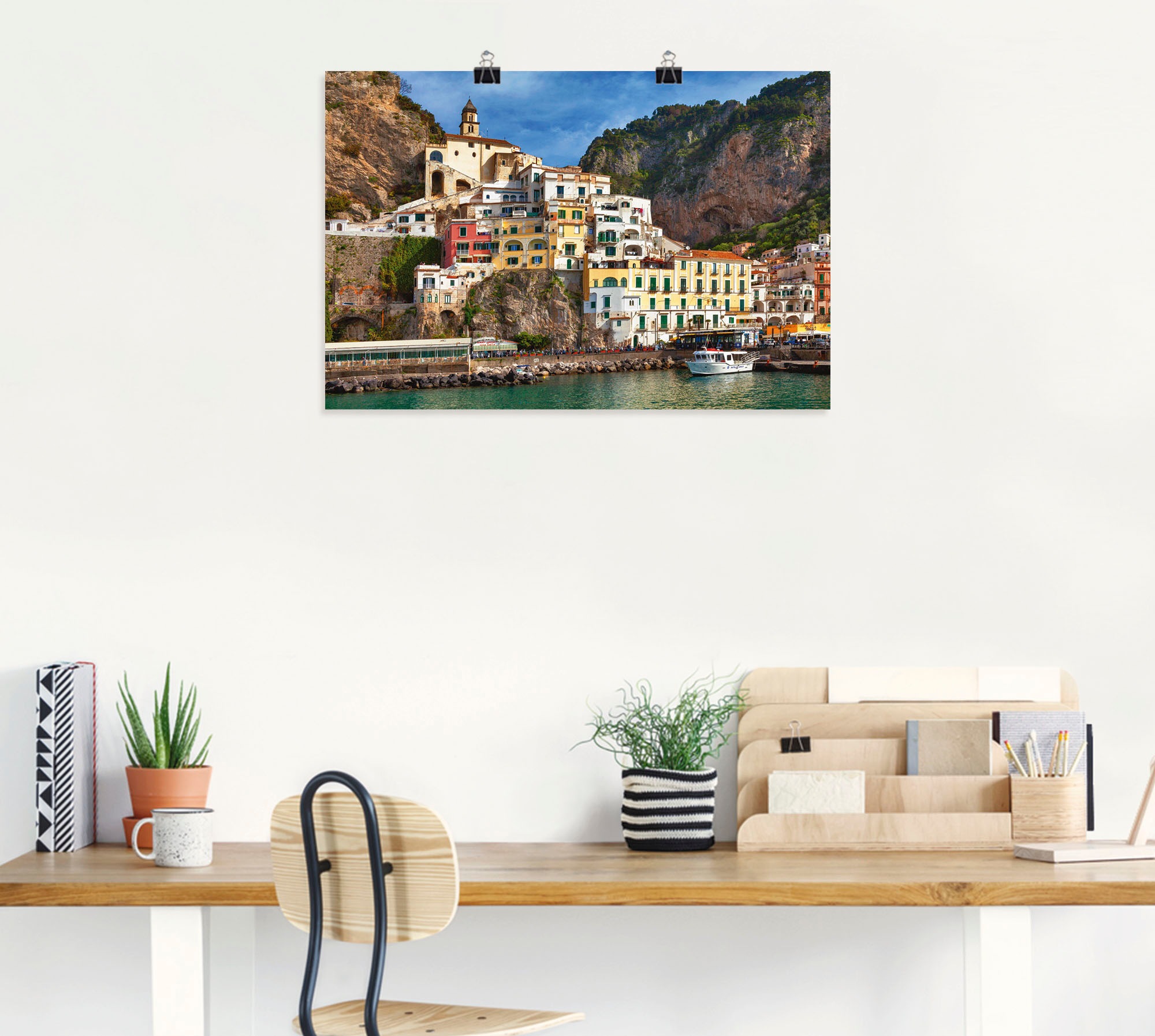 Artland Wandbild »Hafen von Amalfi an der Amalfiküste«, Italien, (1 St.), als Alubild, Outdoorbild, Leinwandbild, Poster in verschied. Größen