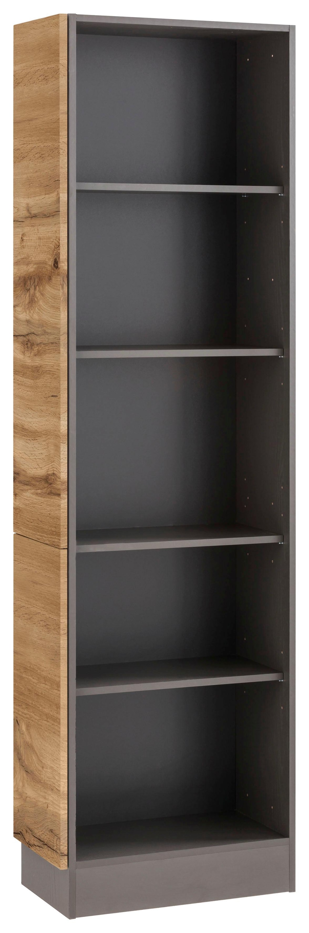 KOCHSTATION Anbauregal "KS-Tulsa" 30 cm breit, 200 cm hoch, mit 5 Fächern, MDF Front