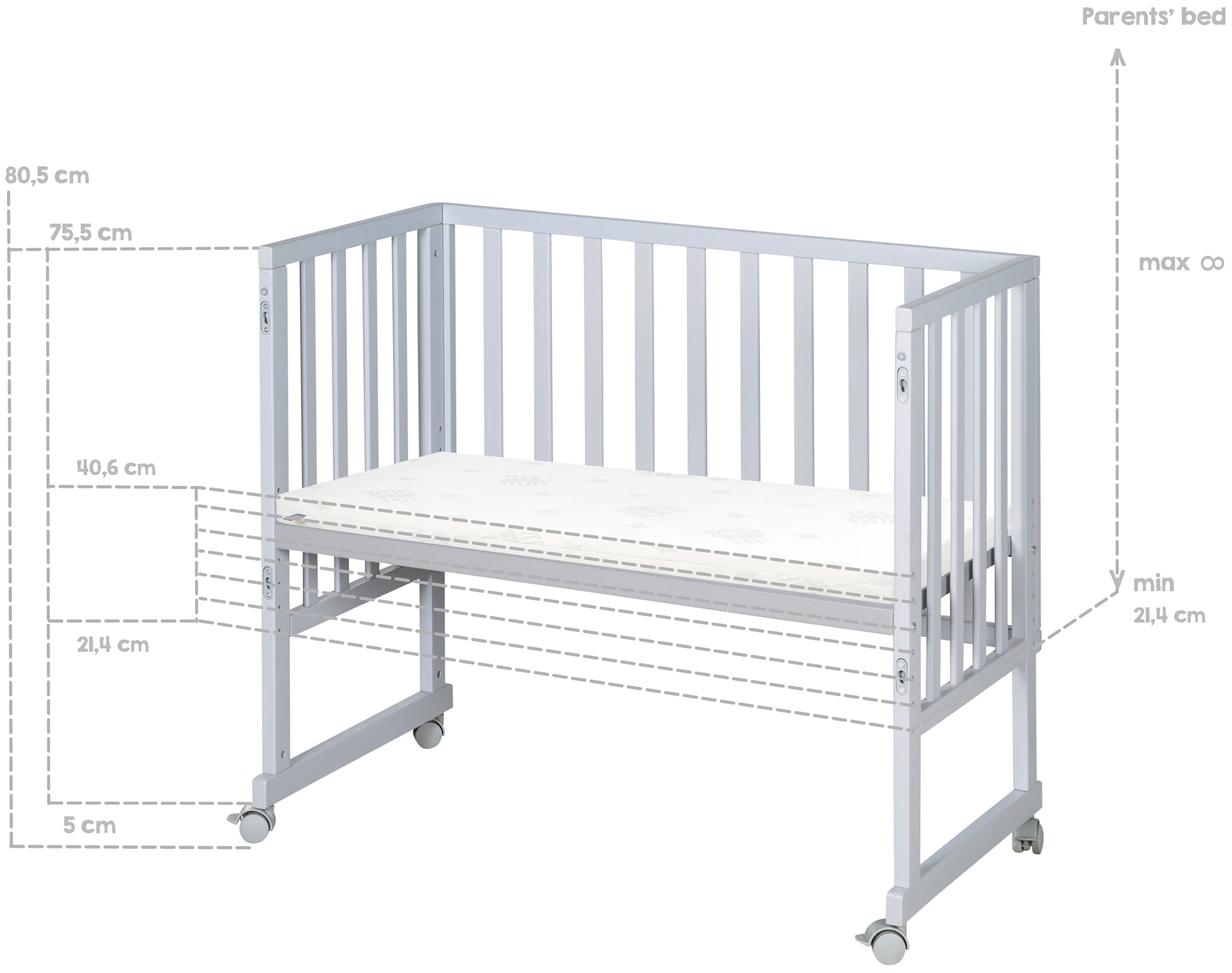 roba® Stubenbett »3in1 roba Style, taupe/silbergrau«, mit 4 Rollen, Matratze, Nestchen und Sicherheitsbarriere
