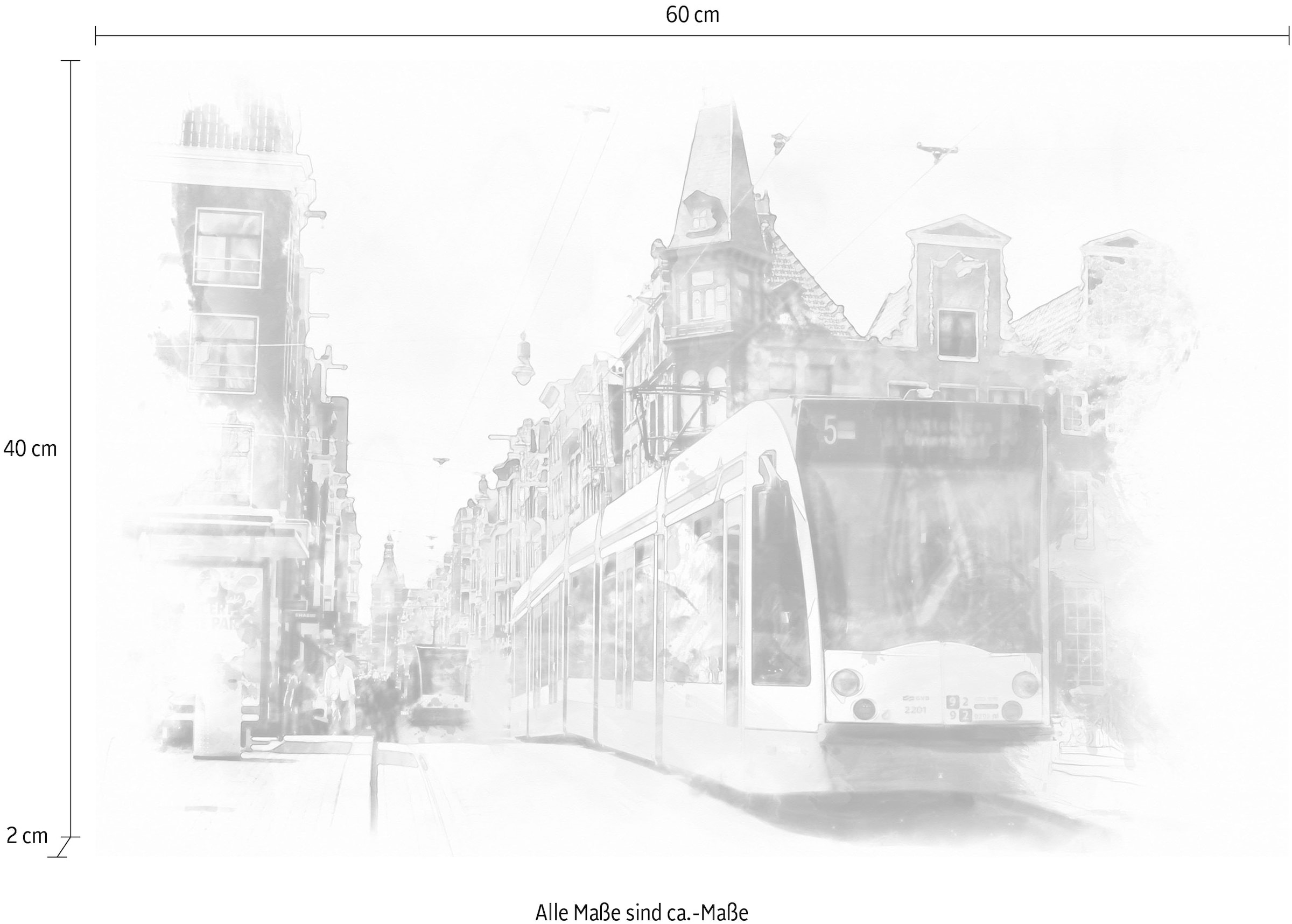 queence Leinwandbild »Straßenbahn« Städte | Zugbilder | Züge Premium-Leinwandstoff, Handarbeit aus Deutschland