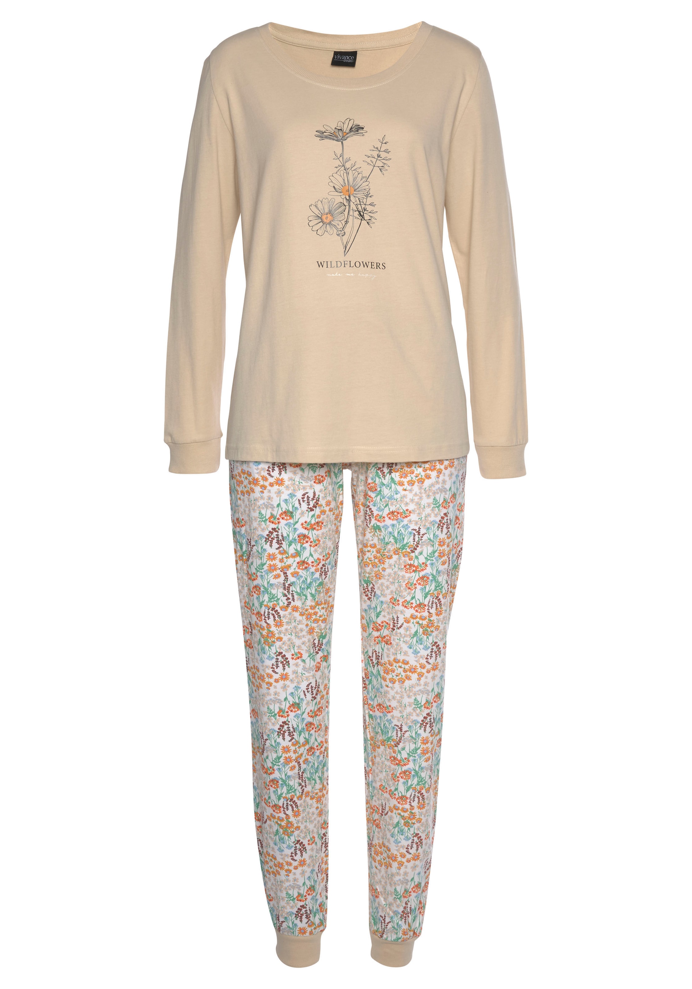 Vivance Dreams Pyjama, (4 tlg., 2 Stück), mit Frontdruck