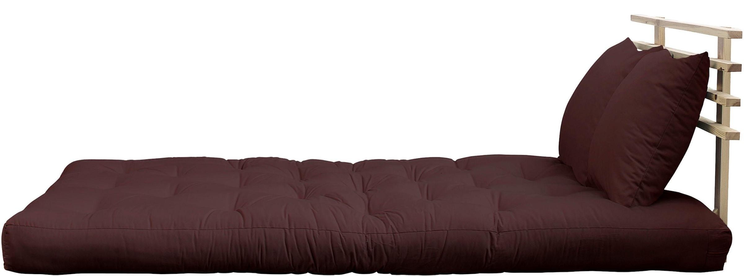 Karup Design Schlafsofa »Shinsano, futonstil, Rückenrahmen und zweiteiligem Kissenset« aus massivem Kiefernholz, faltbarer Matratze, multifunktional, Scandi