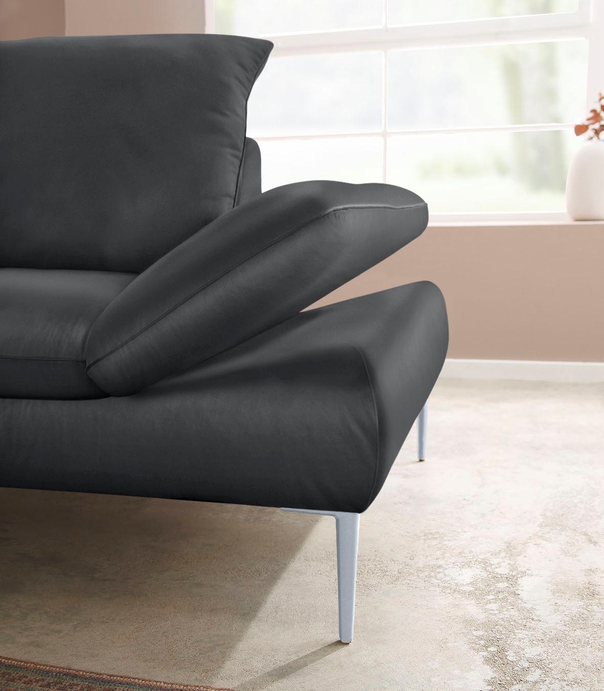 W.SCHILLIG Ecksofa »enjoy&MORE, mit tollem Sitzkomfort, elegant und bequem, L-Form«, mit Sitztiefenverstellung, Füße silber matt, Breite 294 cm