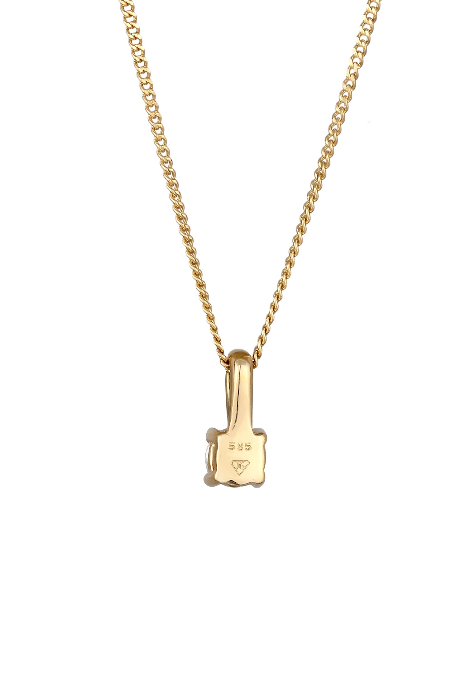 Elli DIAMONDS Silberkette »Halskette Diamant Weiß Brillantschliff (0.034 ct) 585 Gelbgold«
