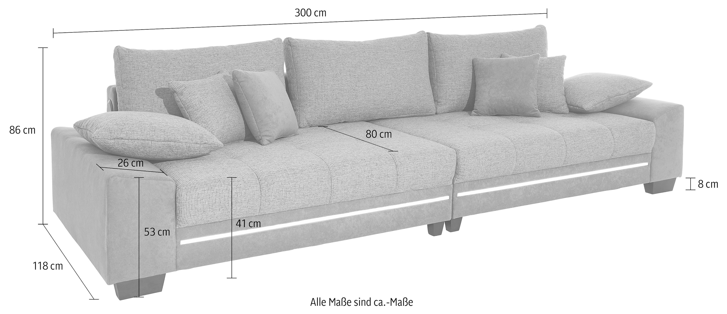 Mr. Couch Big-Sofa »Nikita«, wahlweise mit Kaltschaum (140kg Belastung/Sitz) und Bluetooth-Sound