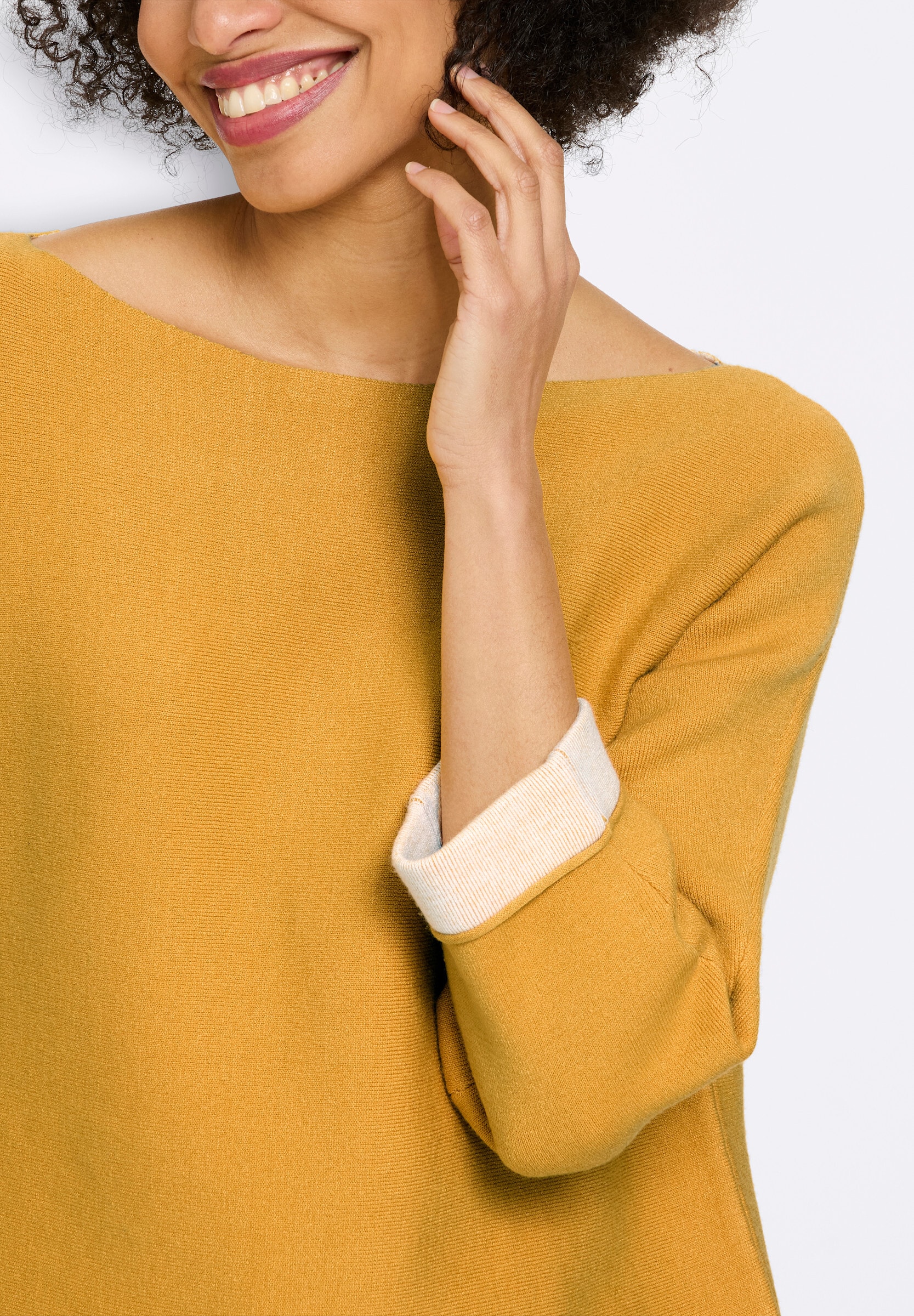 heine Longpullover »Pullover Feinstrickpullover mit Kontrast-Details«
